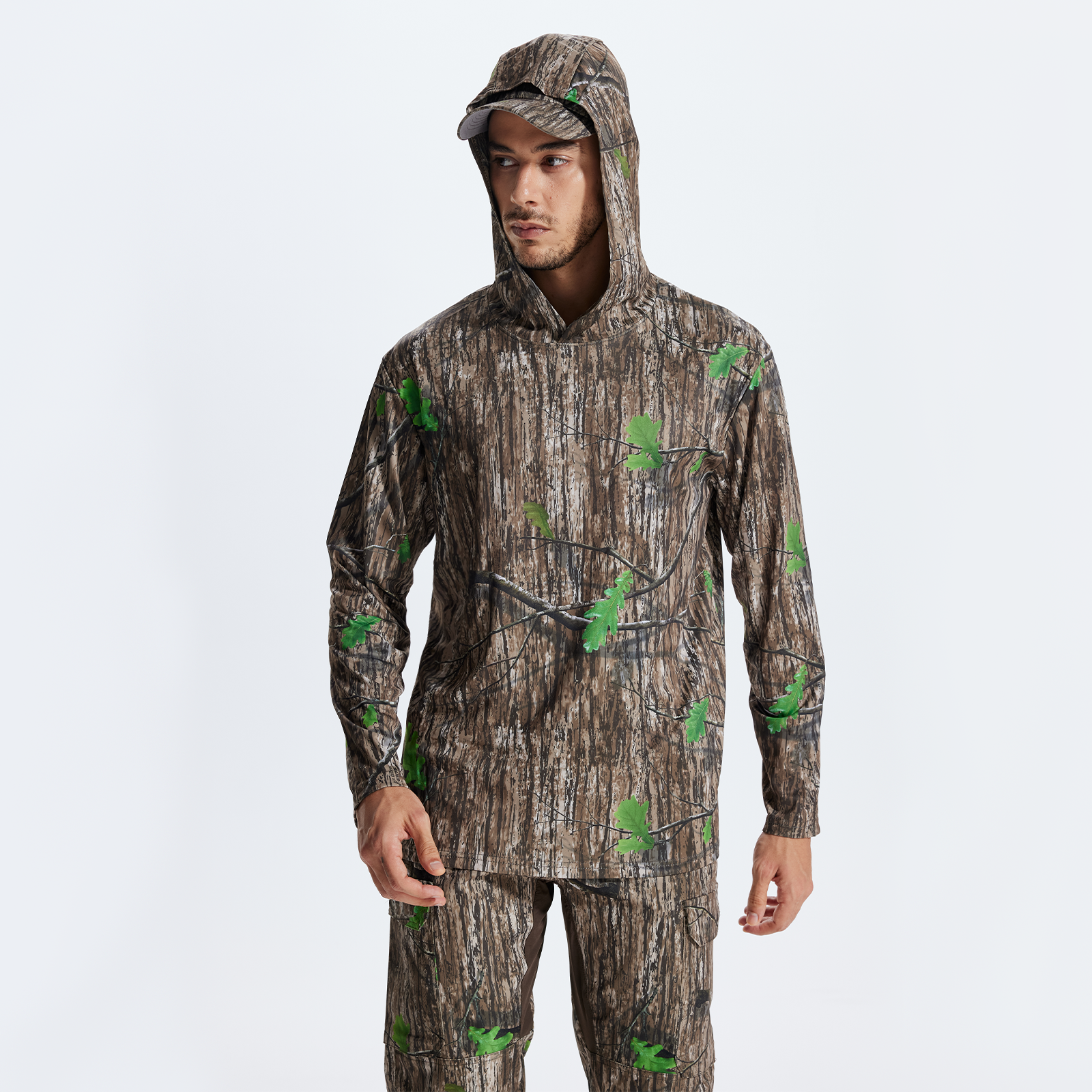 LOOGU Hunting Long Sleeve Hoodie Ents Green Camo T50