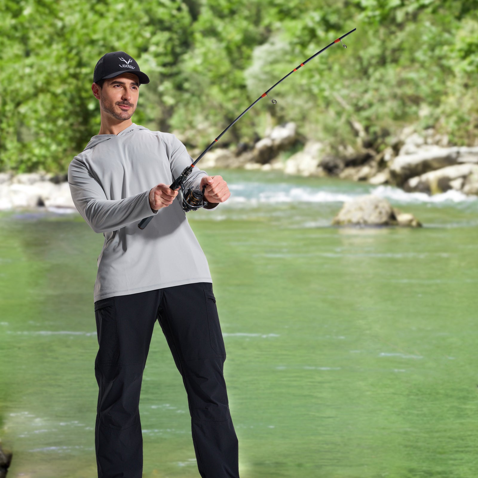 LOOGU Men's 7-Pocket Fishing Pant-Black H80