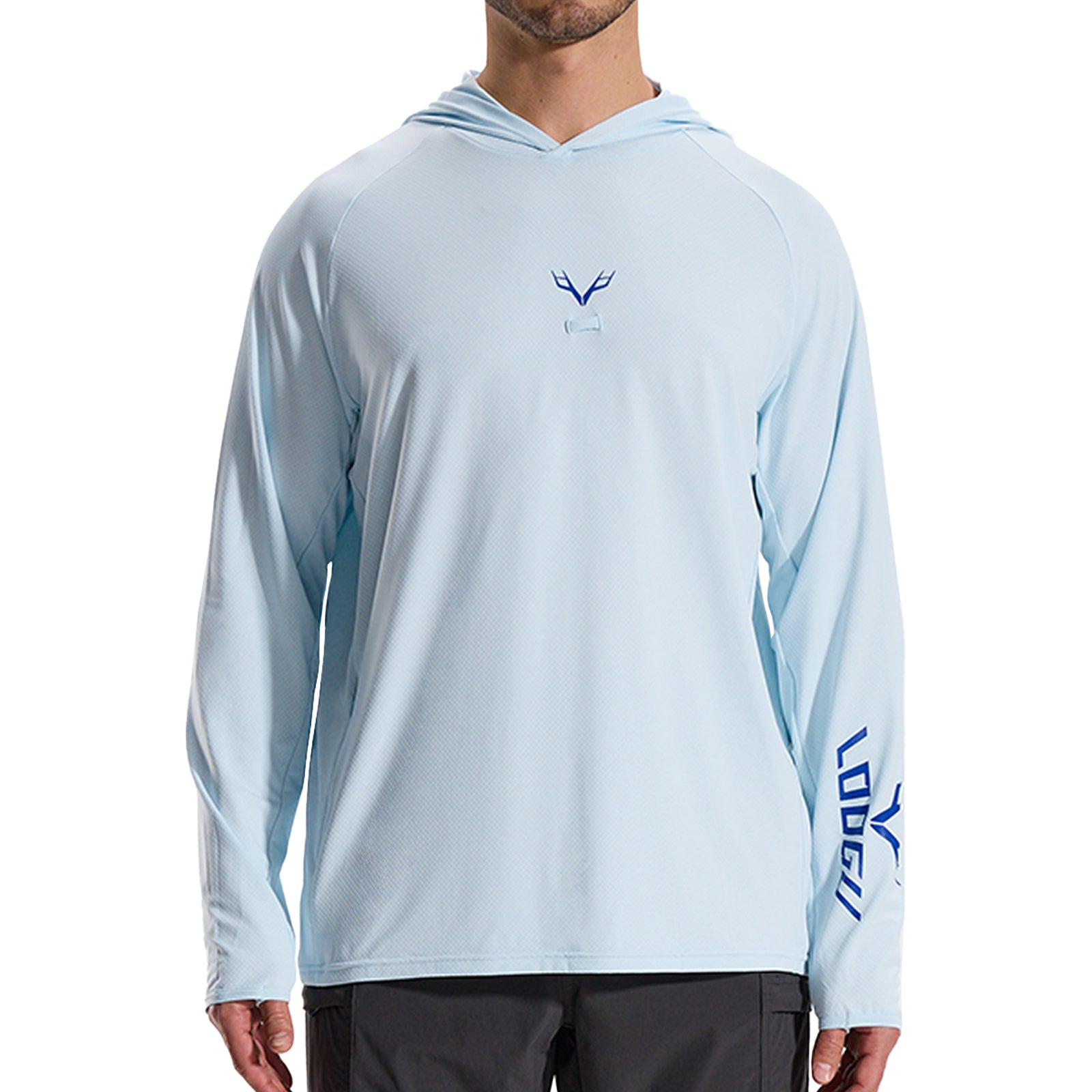 LOOGU Men’s Fishing Hoodie-Lake Blue T71-LG