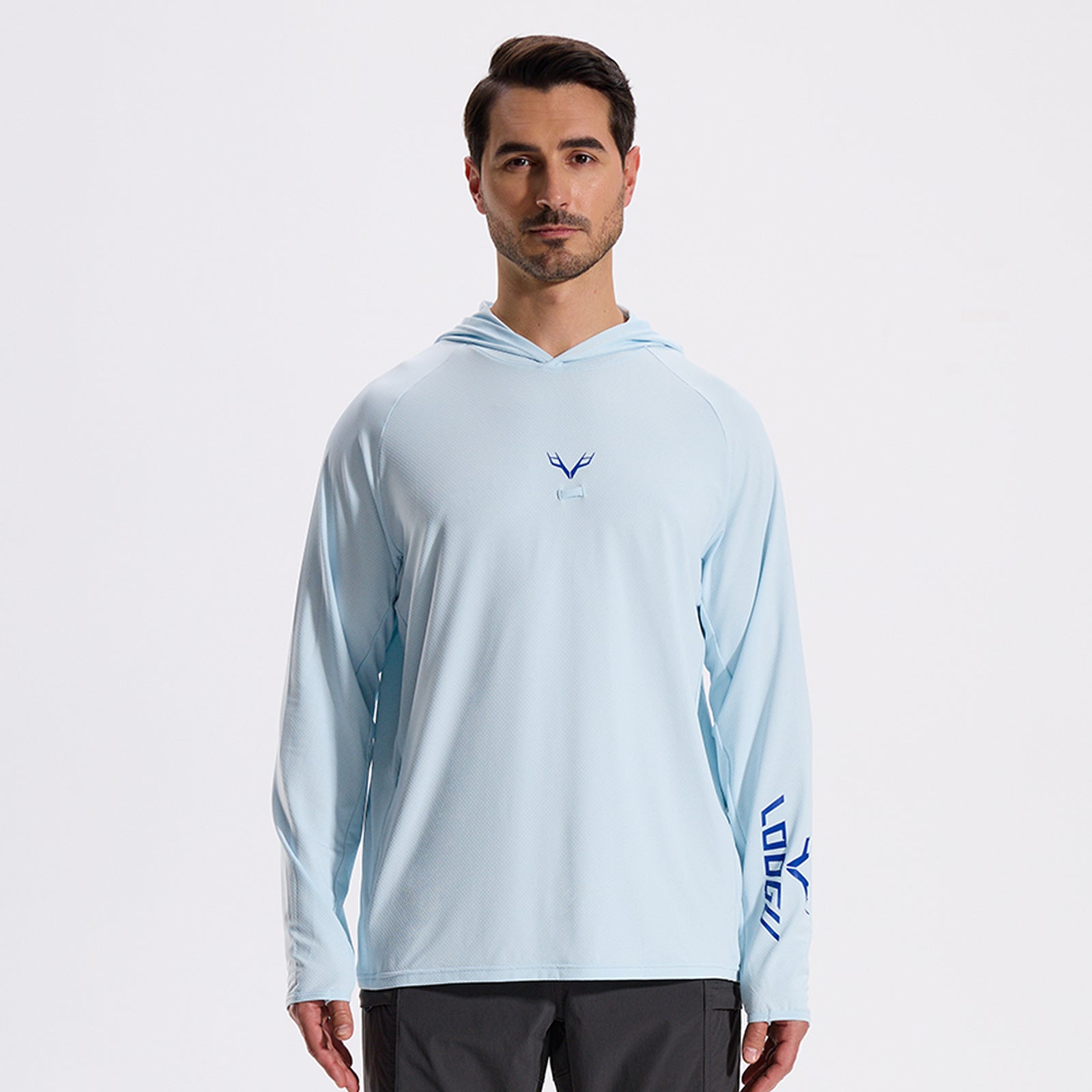 LOOGU Men’s Fishing Hoodie-Lake Blue T71-LG