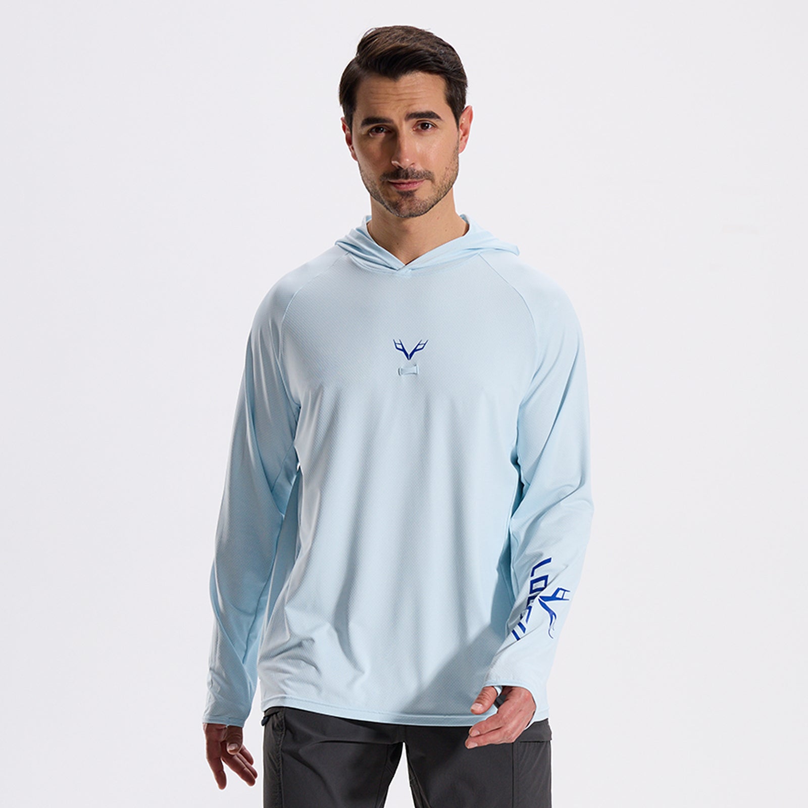 LOOGU Men’s Fishing Hoodie-Lake Blue T71-LG