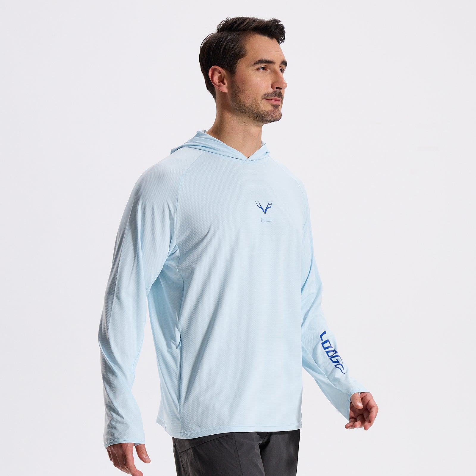 LOOGU Men’s Fishing Hoodie-Lake Blue T71-LG