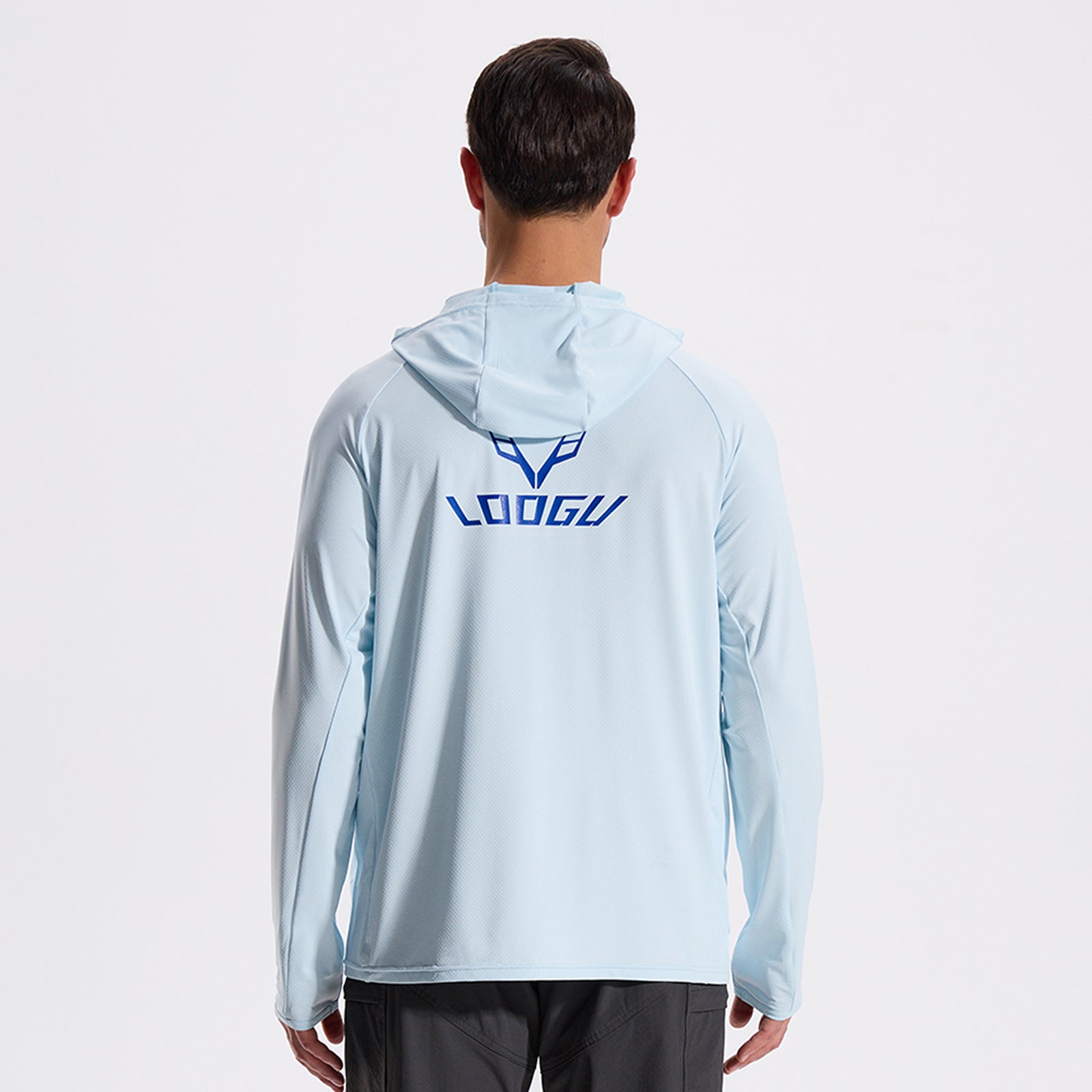LOOGU Men’s Fishing Hoodie-Lake Blue T71-LG