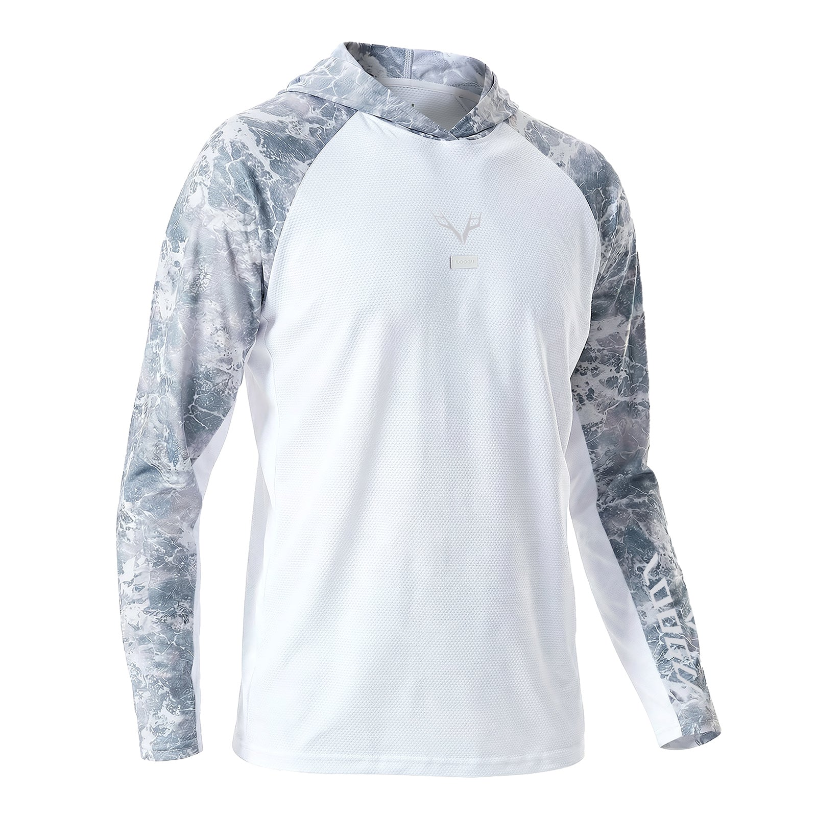 LOOGU Men’s Fishing Hoodie Wave Light Grey T71-LG