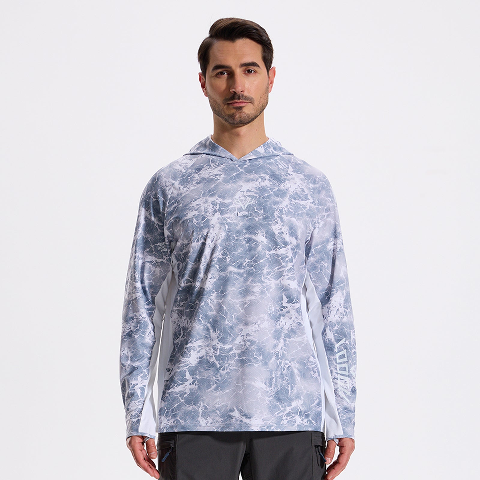 LOOGU Men’s Fishing Hoodie-Wave Grey T71-LG