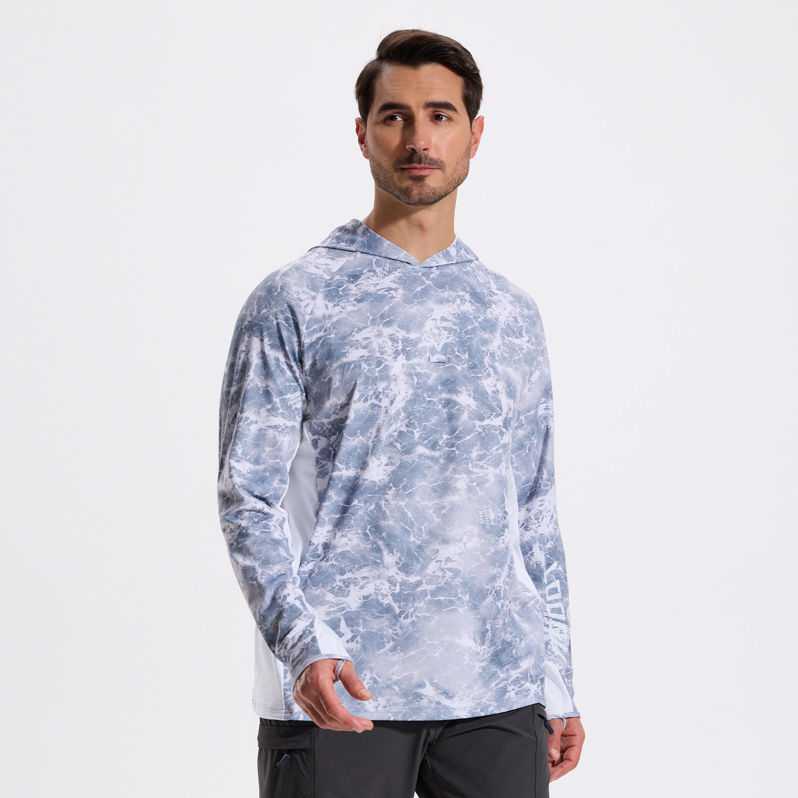 LOOGU Men’s Fishing Hoodie-Wave Grey T71-LG