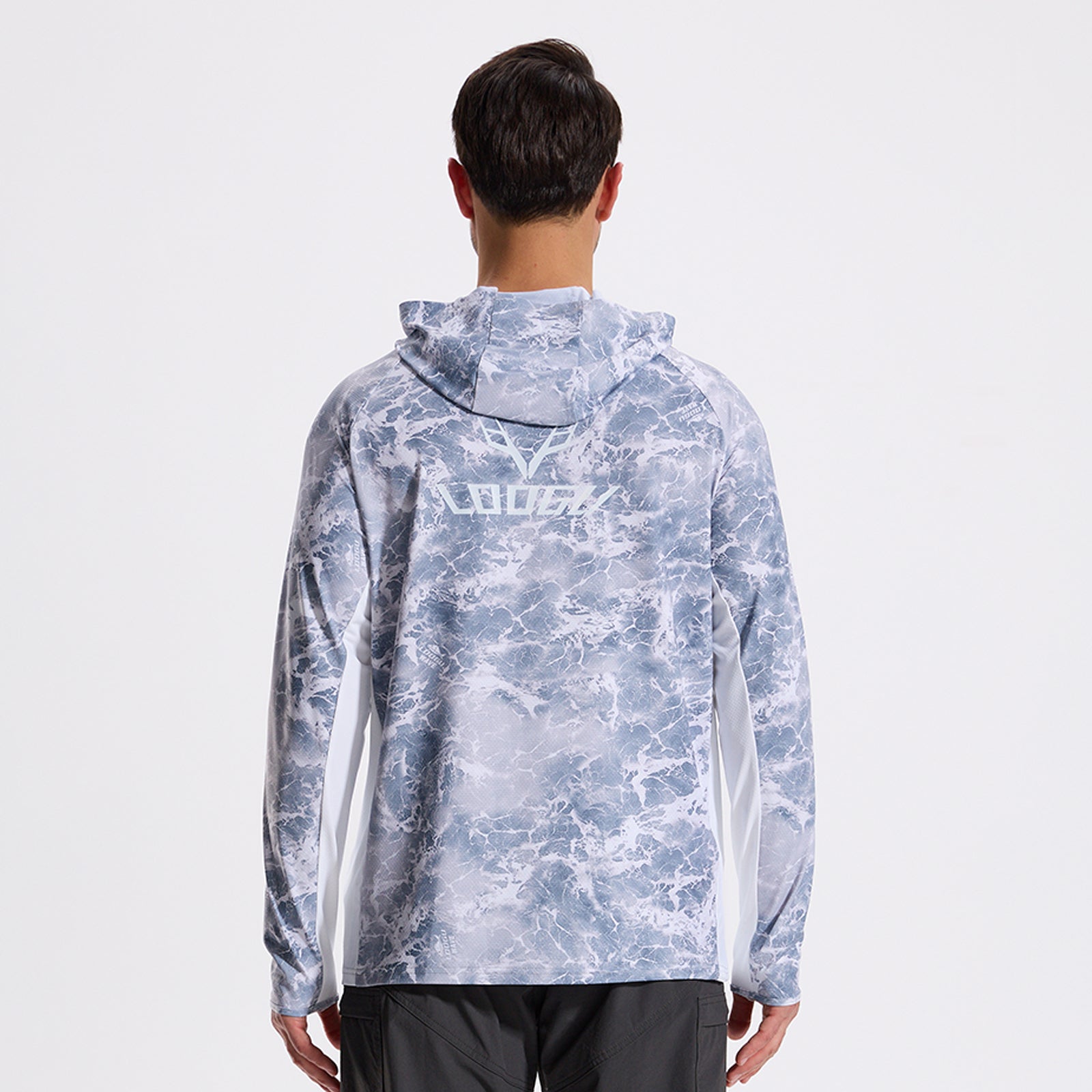 LOOGU Men’s Fishing Hoodie-Wave Grey T71-LG