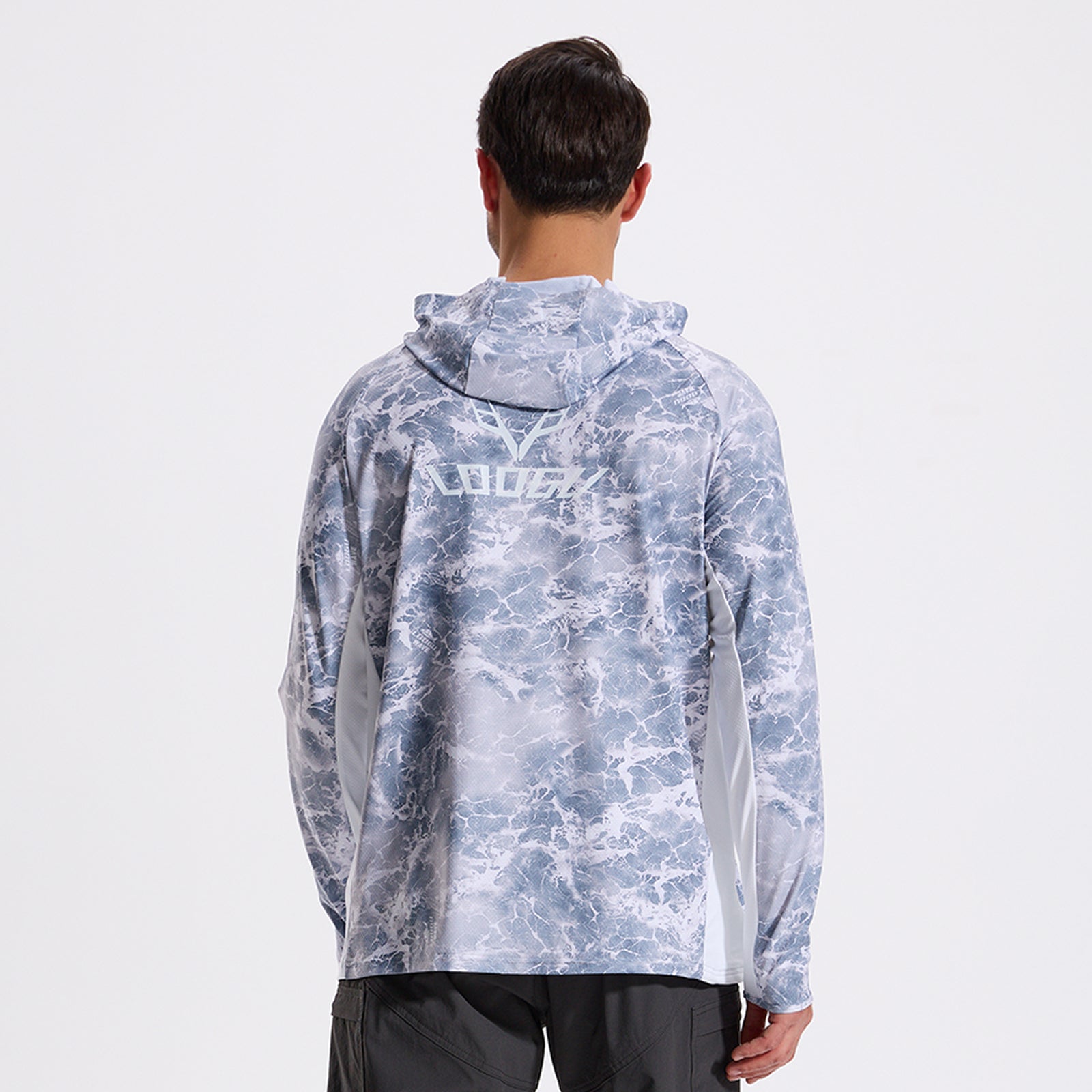 LOOGU Men’s Fishing Hoodie-Wave Grey T71-LG