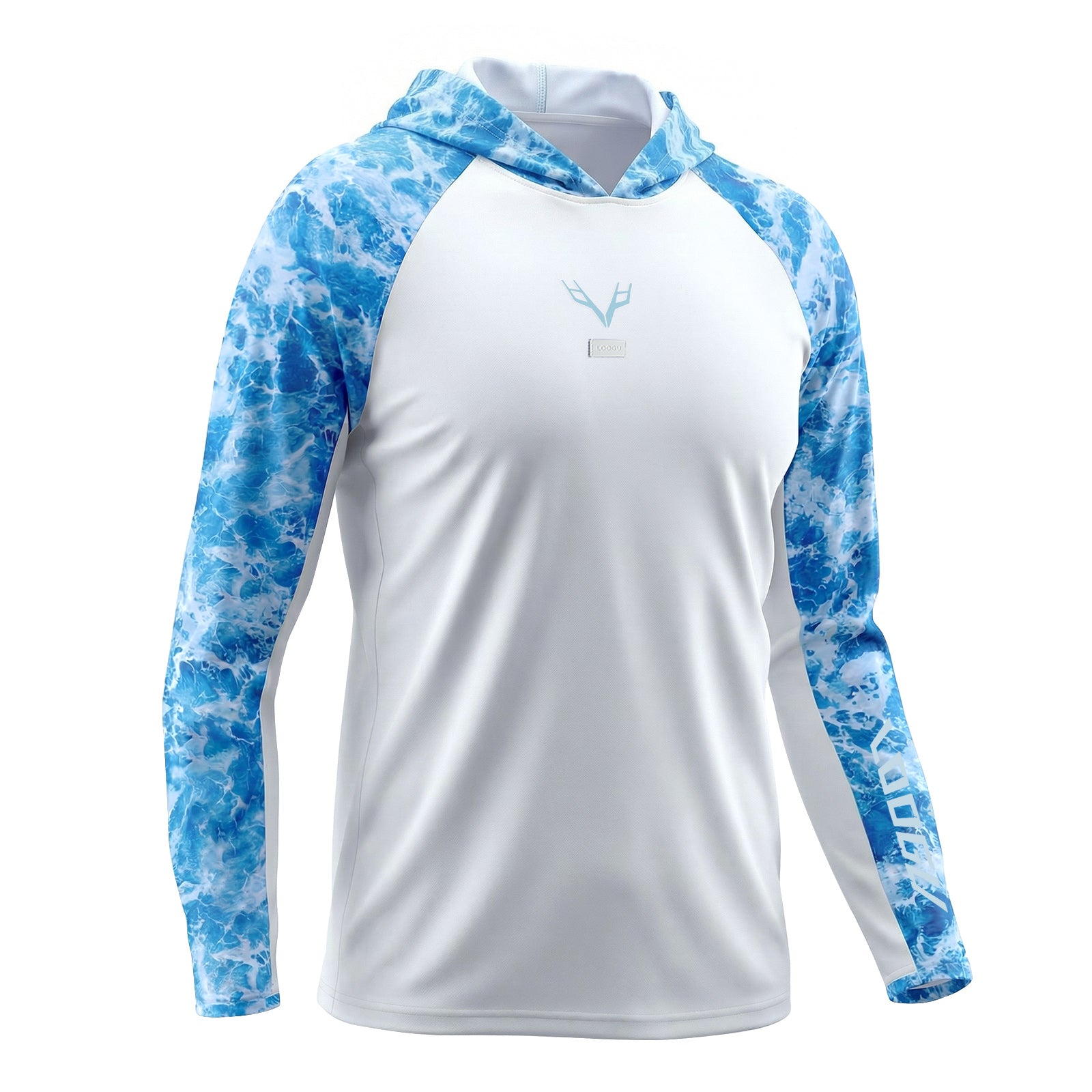 LOOGU Men’s Fishing Hoodie Wave Light Blue T71-LG