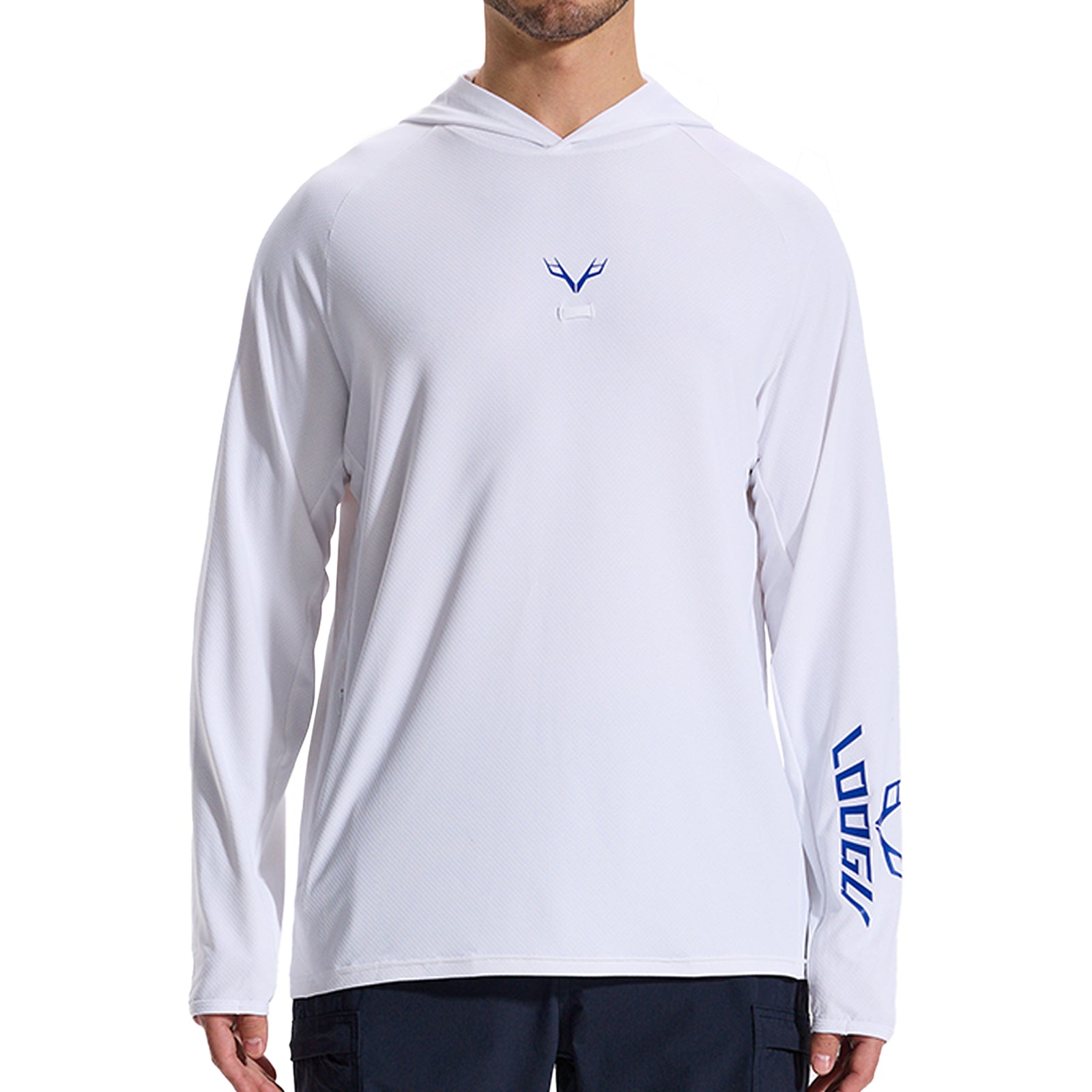 LOOGU Men’s Fishing Hoodie-White T71-LG