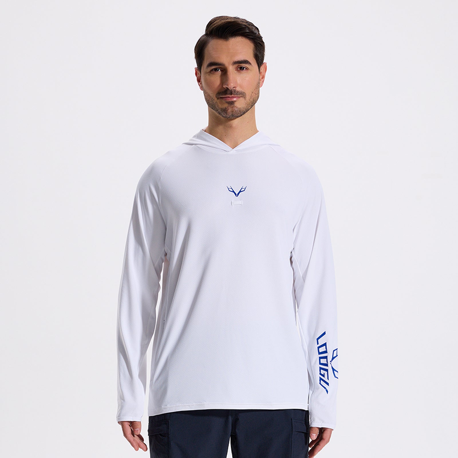 LOOGU Men’s Fishing Hoodie-White T71-LG