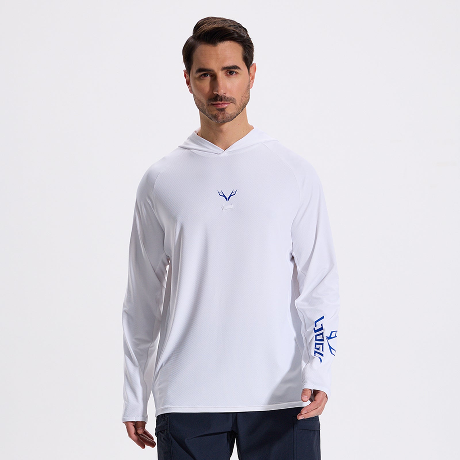 LOOGU Men’s Fishing Hoodie-White T71-LG