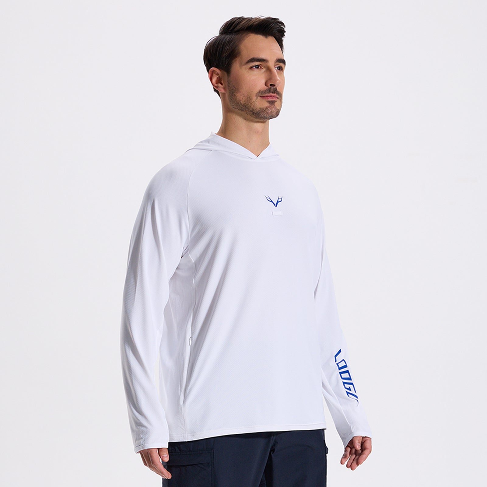 LOOGU Men’s Fishing Hoodie-White T71-LG