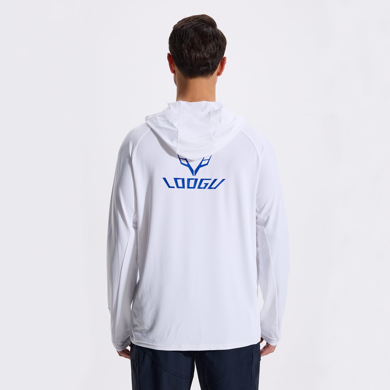 LOOGU Men’s Fishing Hoodie-White T71-LG
