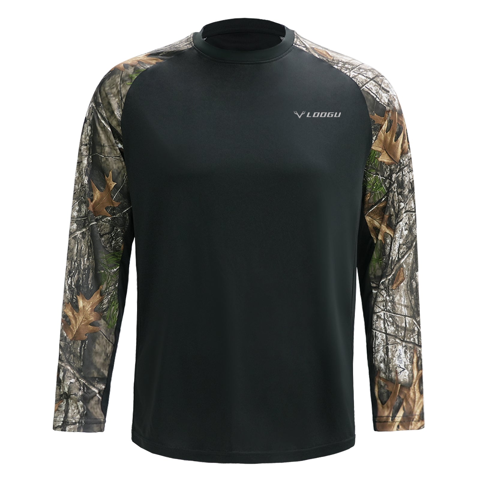 LOOGU Men’s Long Sleeve Color-blocked Shirt-Super Tree Contrast Black T33-LG