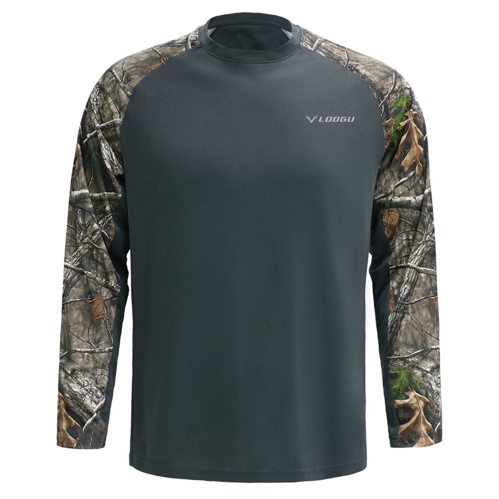 LOOGU Men’s Long Sleeve Color-blocked Shirt-Super Tree Contrast Dark Gray T33-LG