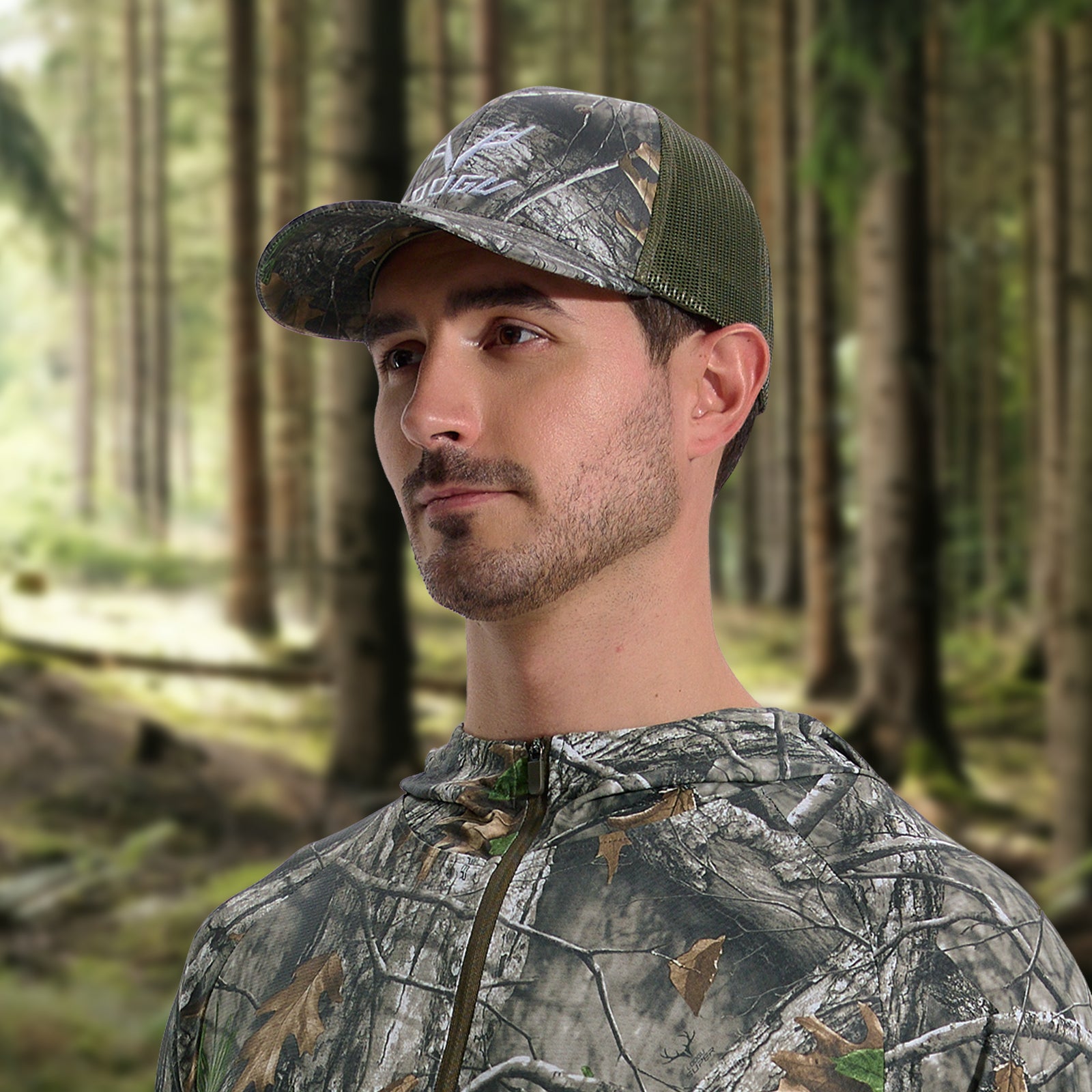 LOOGU Trucker Hat-Super Tree Camo Green Net C10