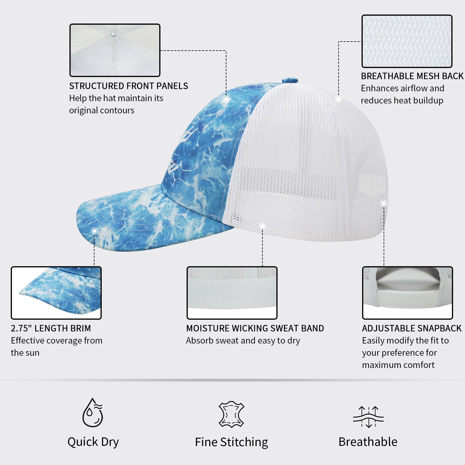 LOOGU Trucker Hat-Wave Blue C10