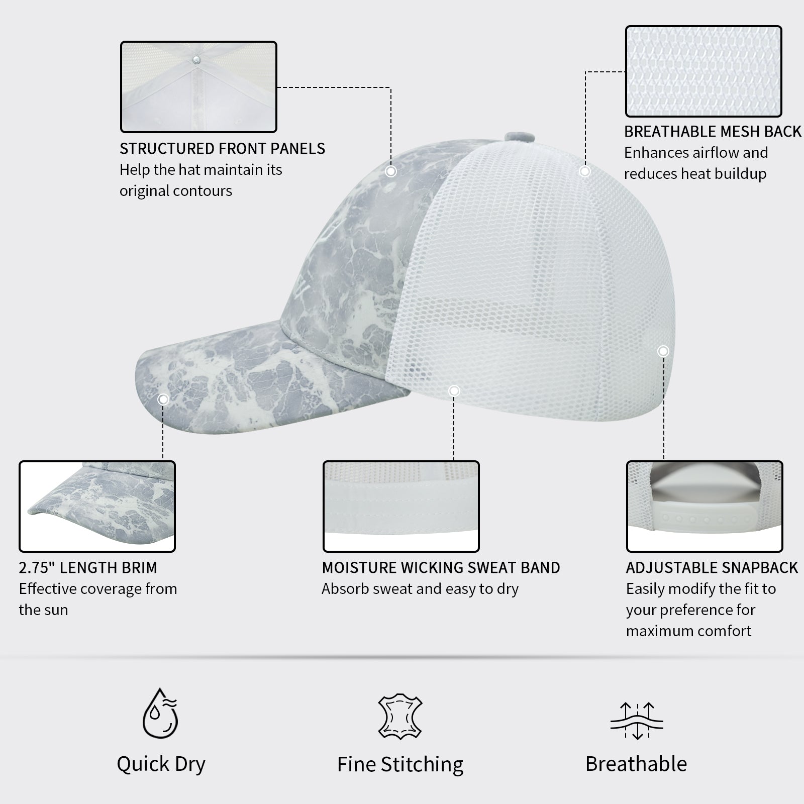 LOOGU Trucker Hat-Wave Grey C10