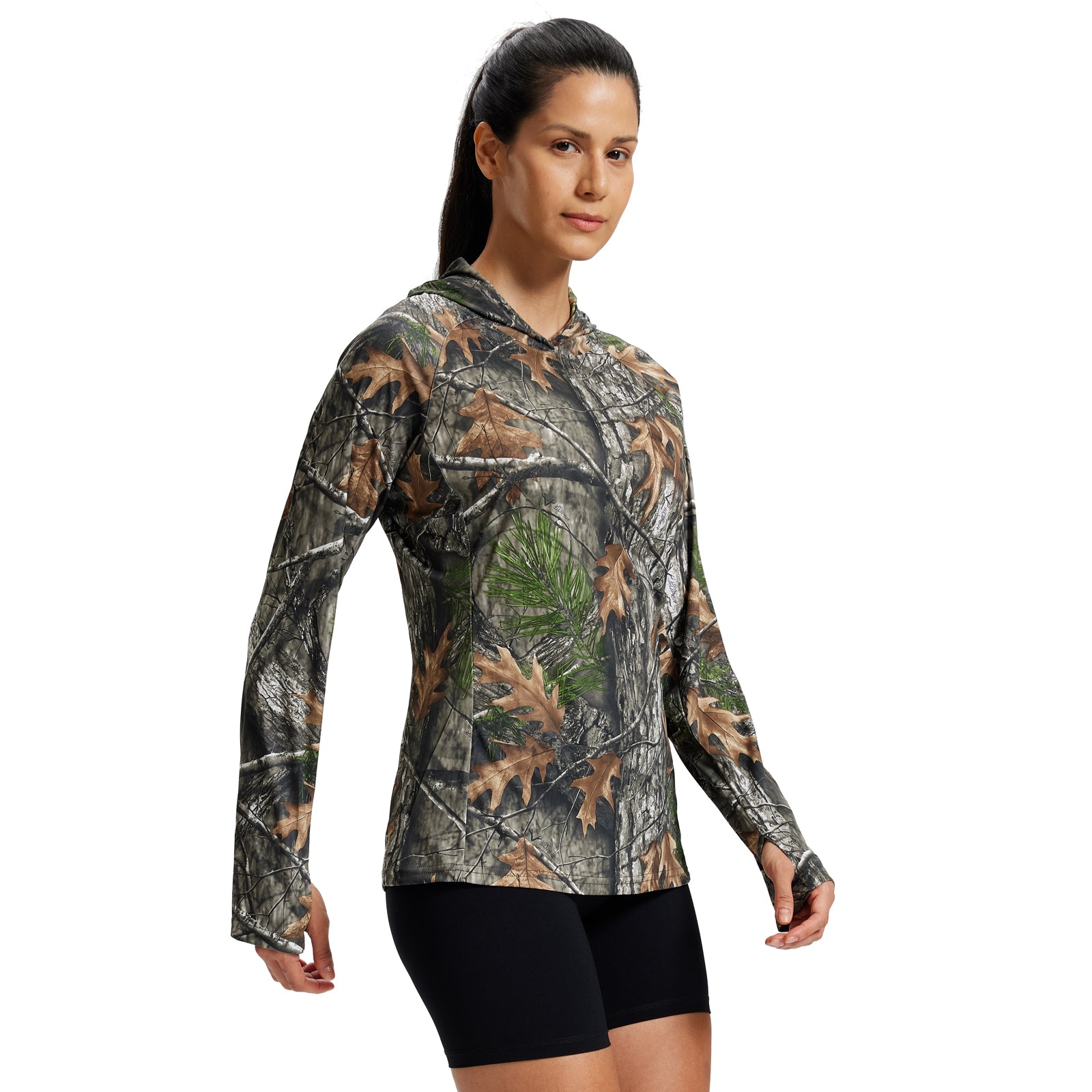 LOOGU Women's UPF 50+ Hoodies Shirts Super Tree Camo WT73