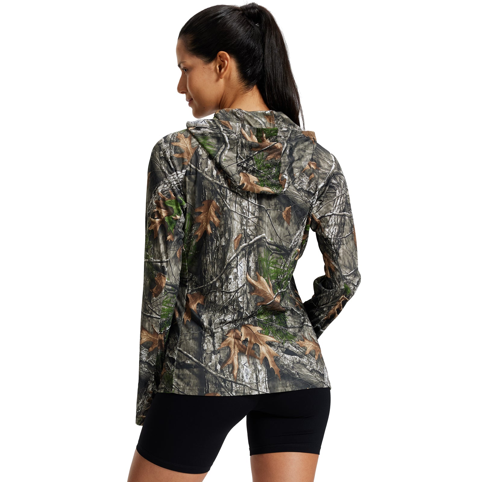 LOOGU Women's UPF 50+ Hoodies Shirts Super Tree Camo WT73