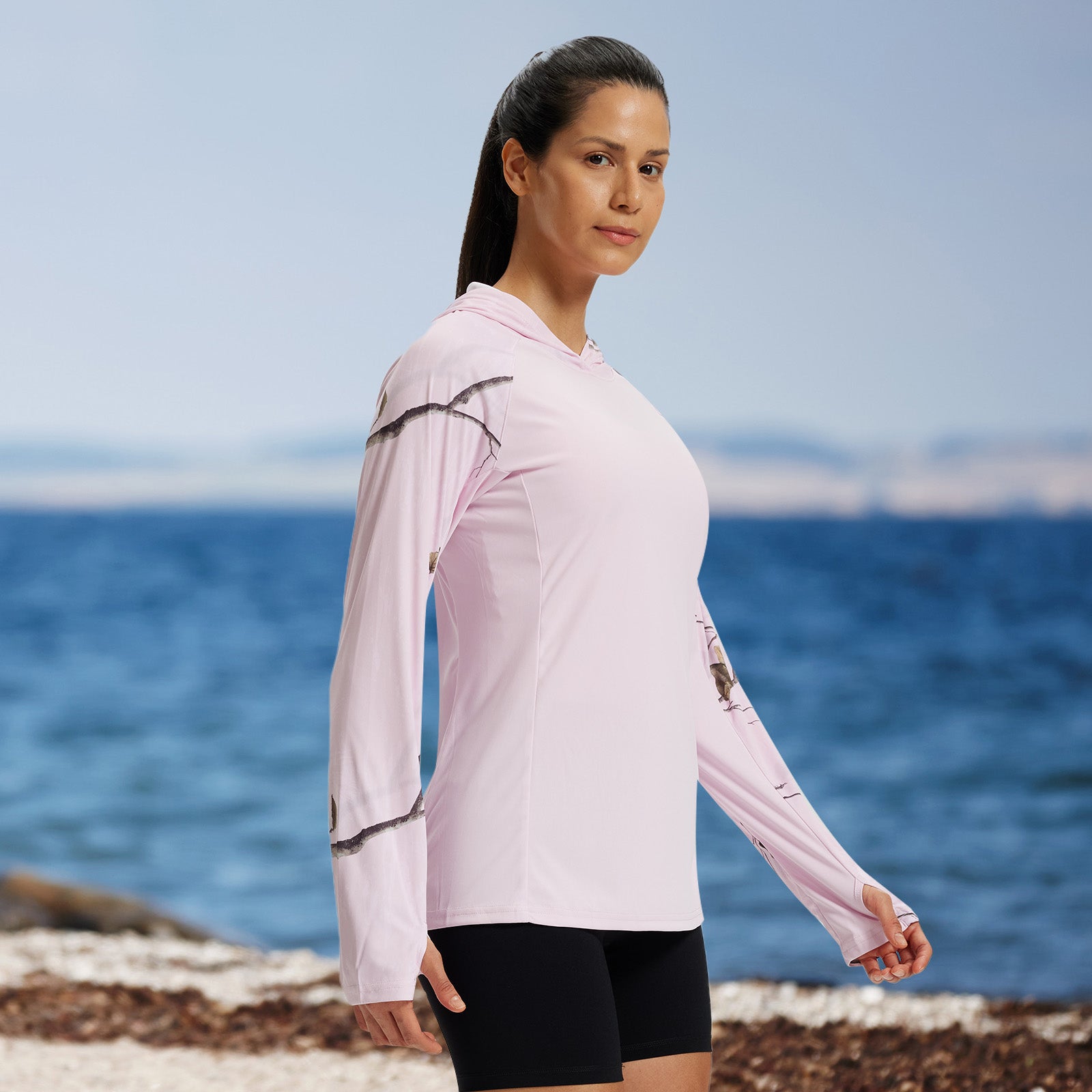 LOOGU Women's UPF 50+ Hoodies Shirts Pink WT73