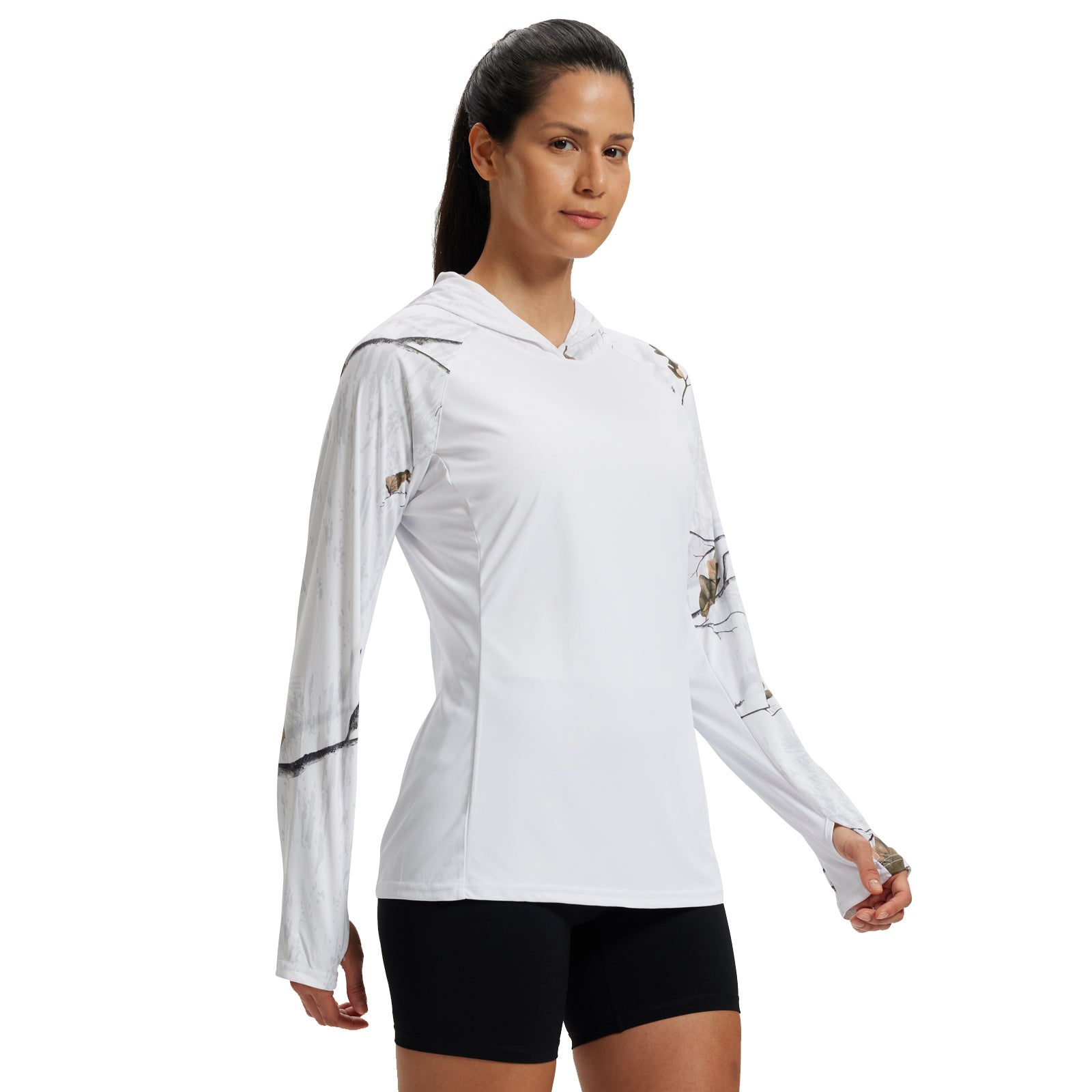 LOOGU Women's UPF 50+ Hoodies Shirts Snow WT73