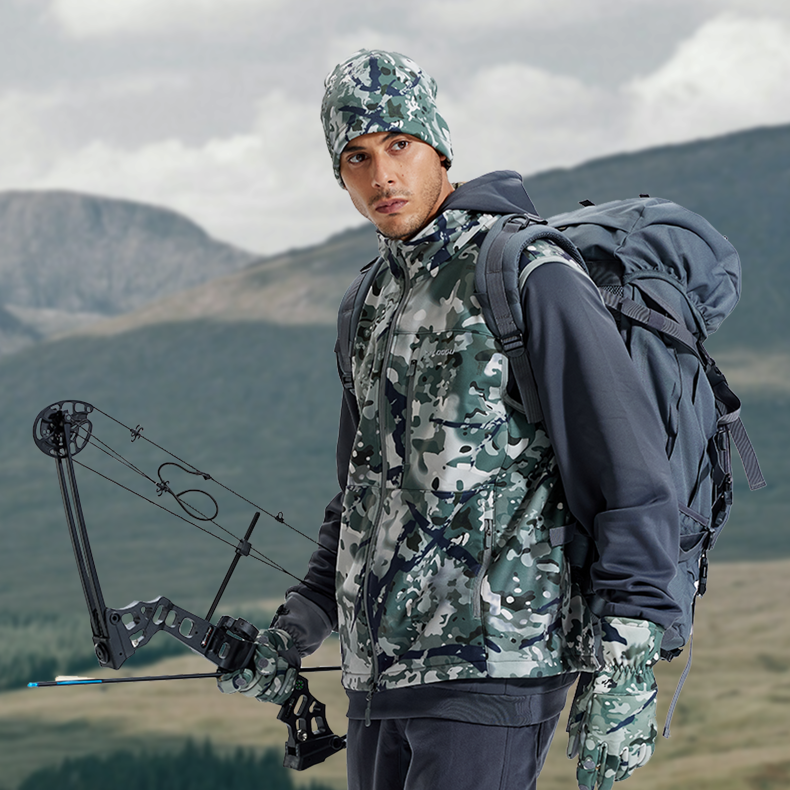 LOOGU Unisex Camo Beanie Hat for Hunting B09