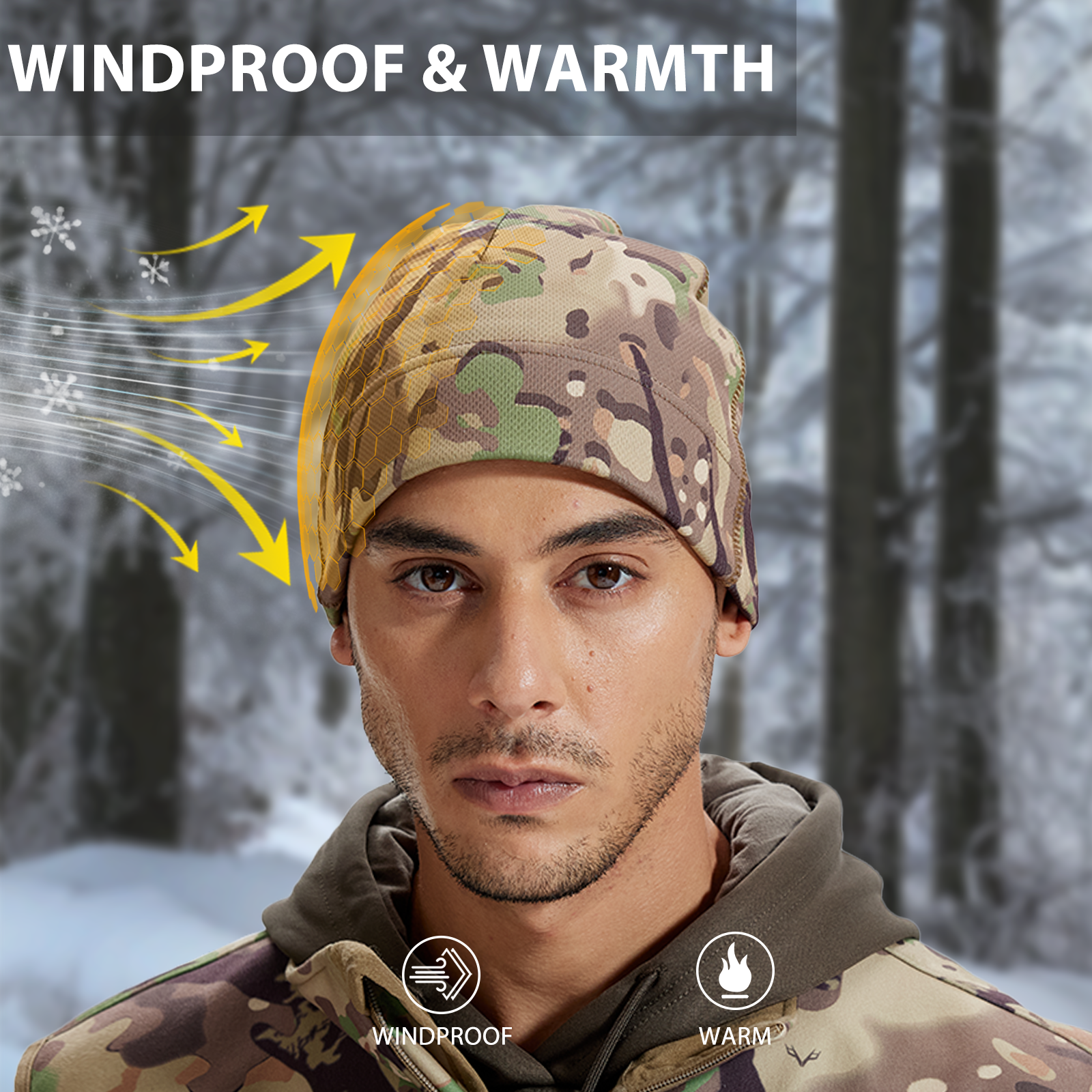 LOOGU Unisex Camo Beanie Hat for Hunting B09