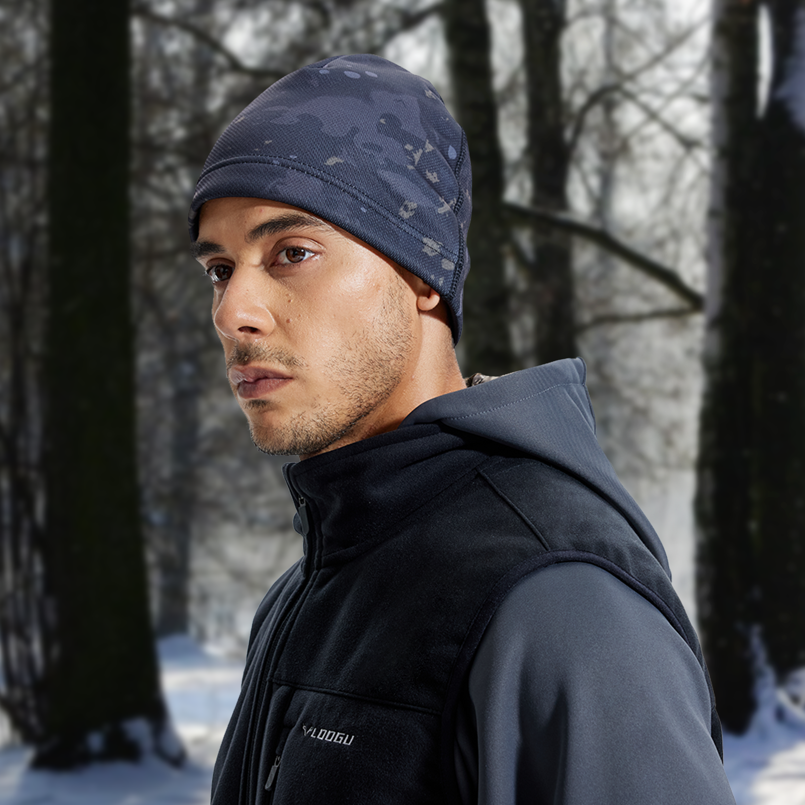 LOOGU Unisex Camo Beanie Hat for Hunting B09