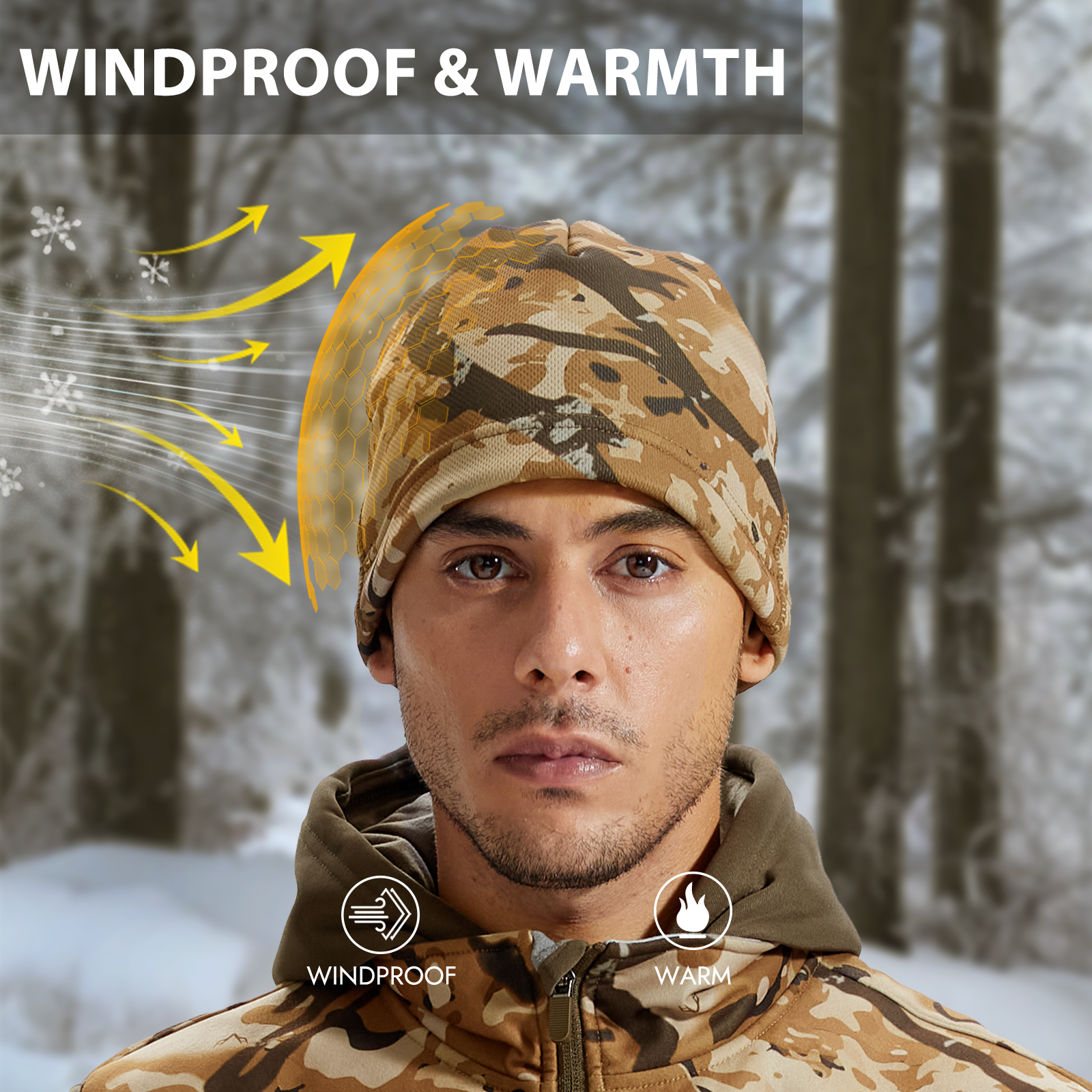 LOOGU Unisex Camo Beanie Hat for Hunting B09