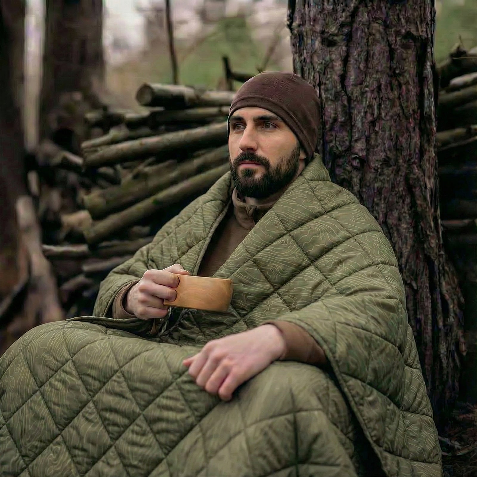 LOOGU – couverture camouflage Woobie imperméable, doublure de poncho pour le camping en plein air, la randonnée, la chasse, la survie, la randonnée, le pique-nique