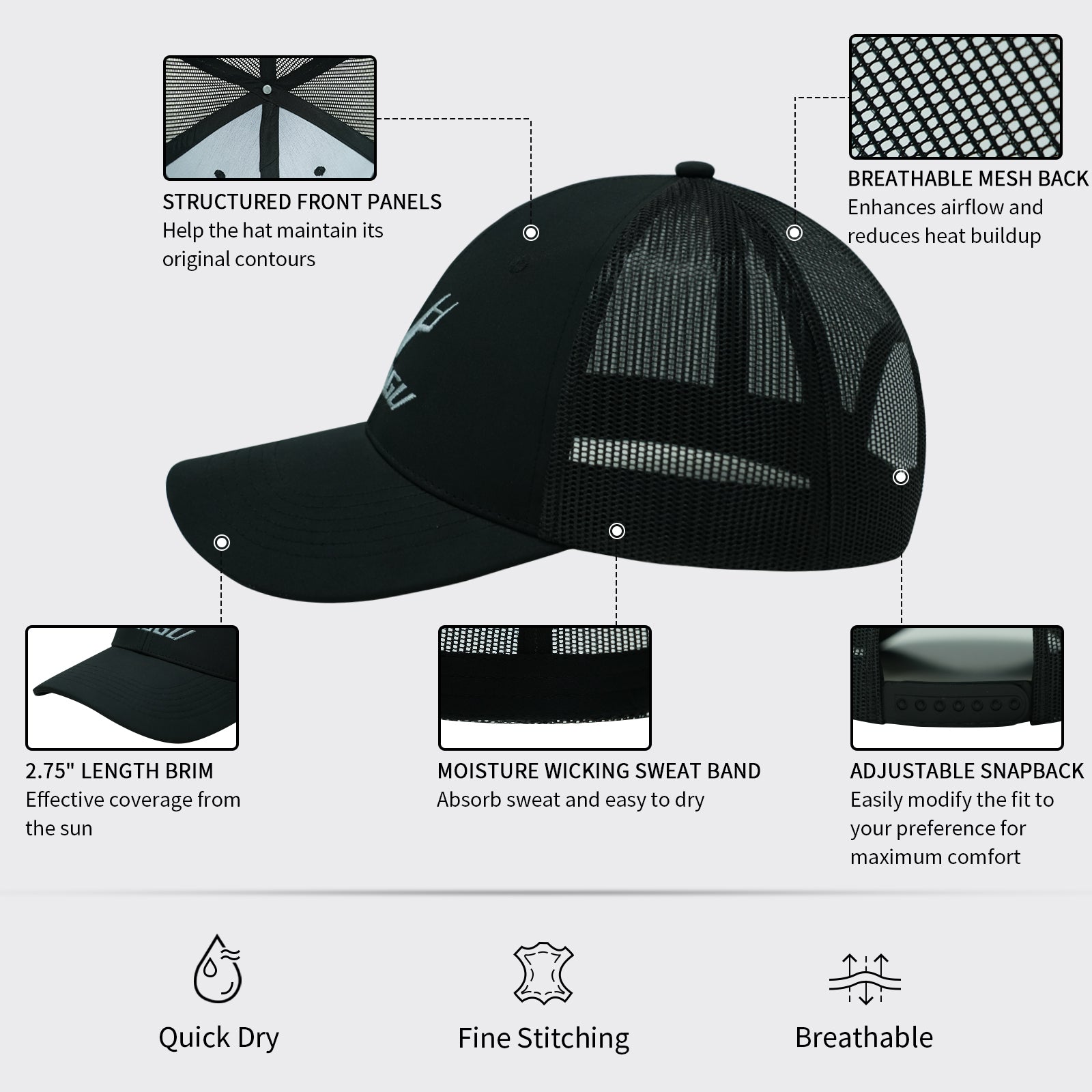 LOOGU Trucker Cap Adjustable Baseball Unisex C10