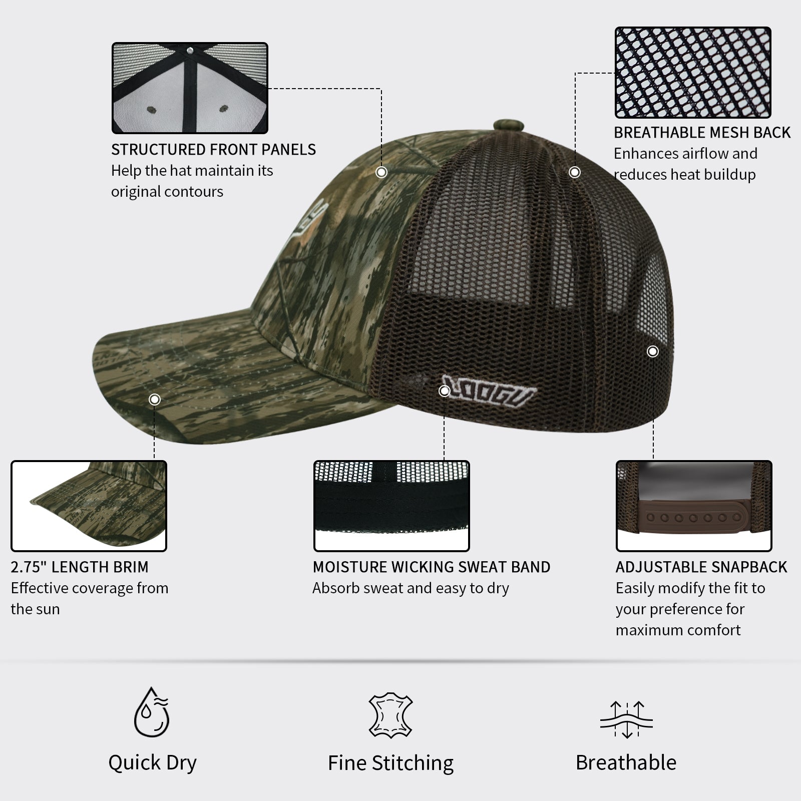 LOOGU Trucker Cap Snapback Hats Unisex C11