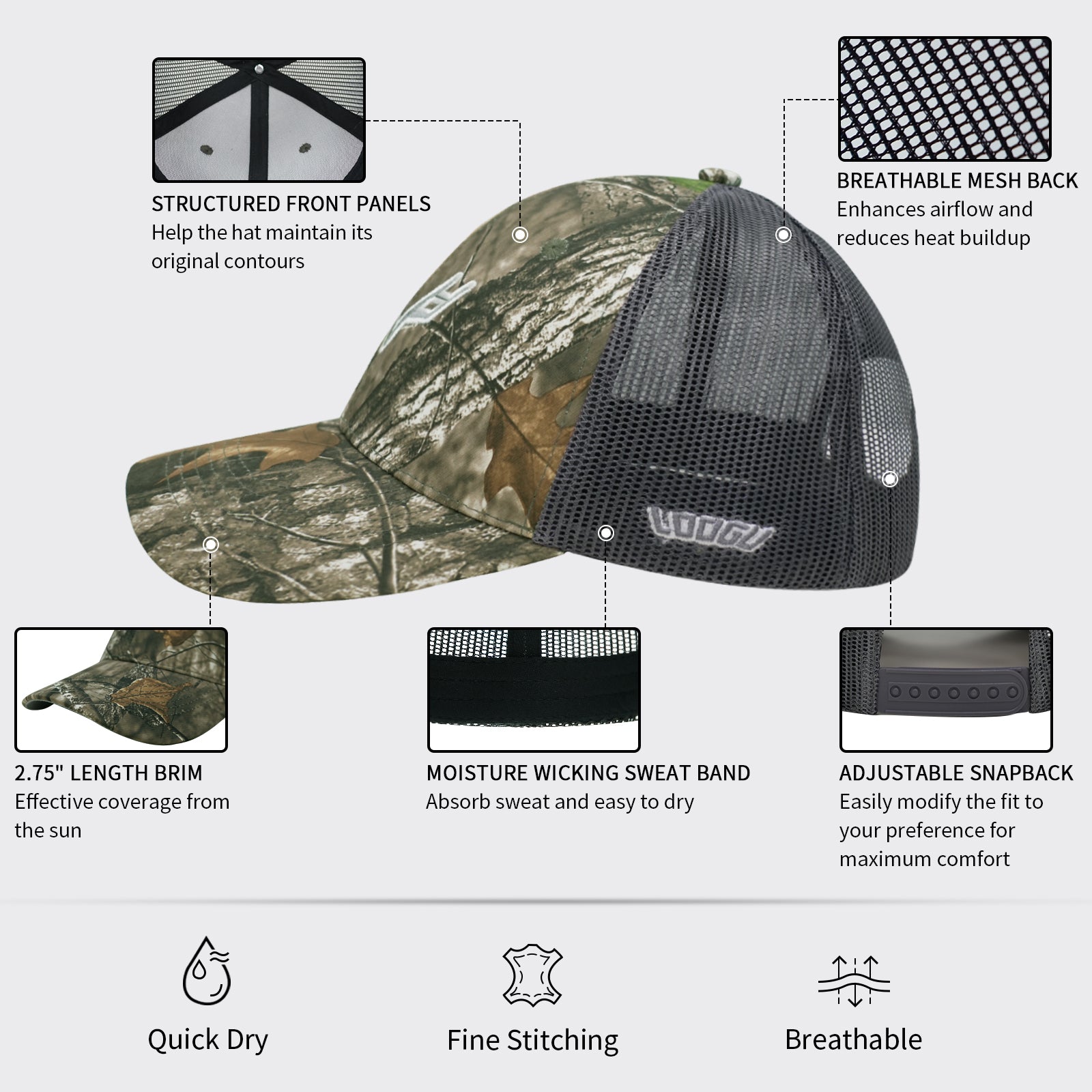 LOOGU Trucker Cap Snapback Hats Unisex C11