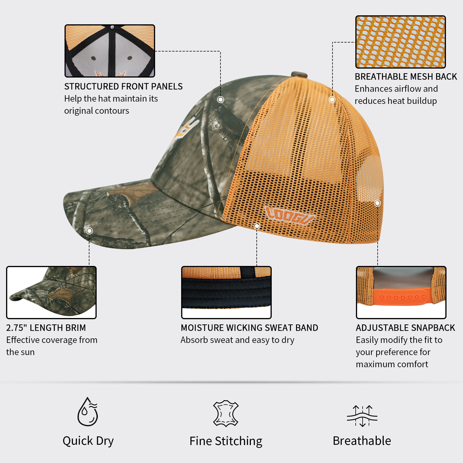 LOOGU Trucker Cap Snapback Hats Unisex C11