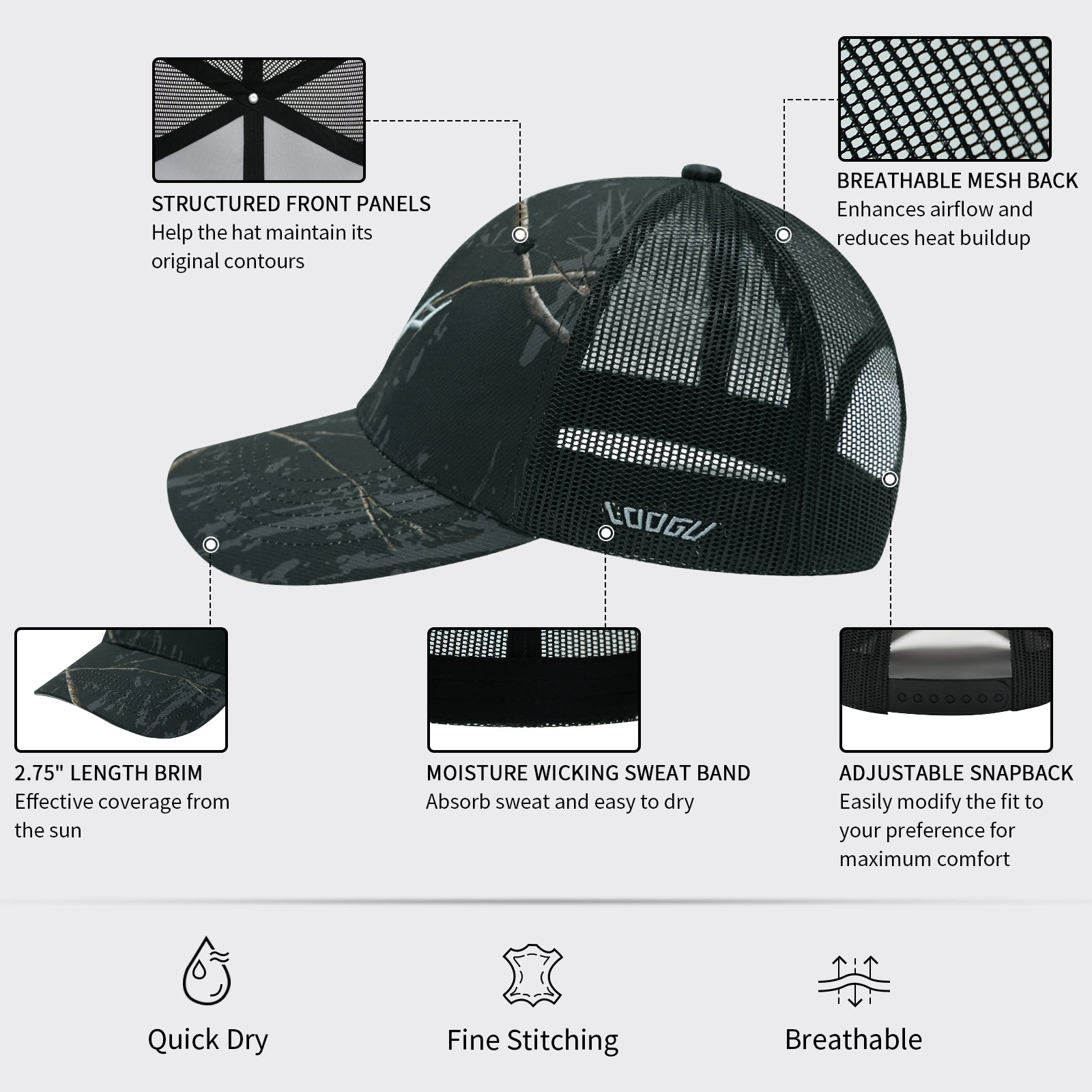 LOOGU Trucker Cap Snapback Hats Unisex C11