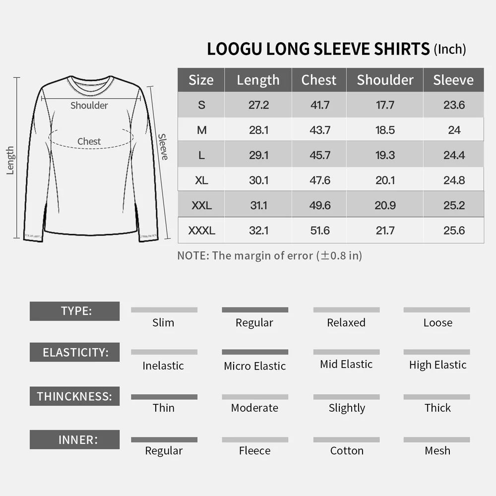 LOOGU Men’s Fishing Long Sleeve Shirt-Lake Blue T31-LG
