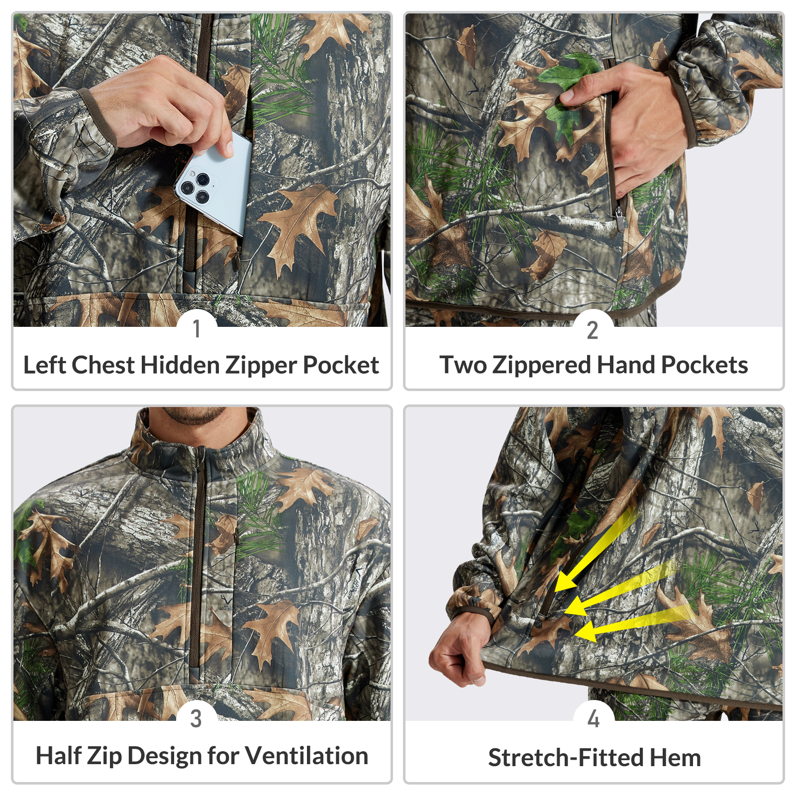 LOOGU Half Zip Hunting Fleece Pullover D30