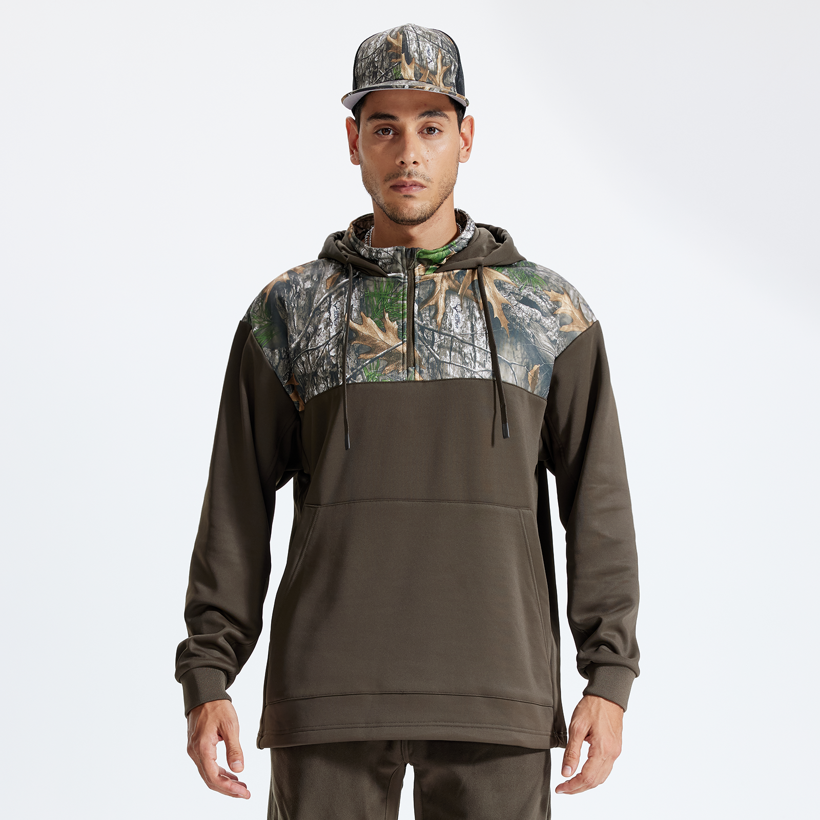 LOOGU Camo Hoodies Fleece Lining Performance Insulation Pullover D50-1