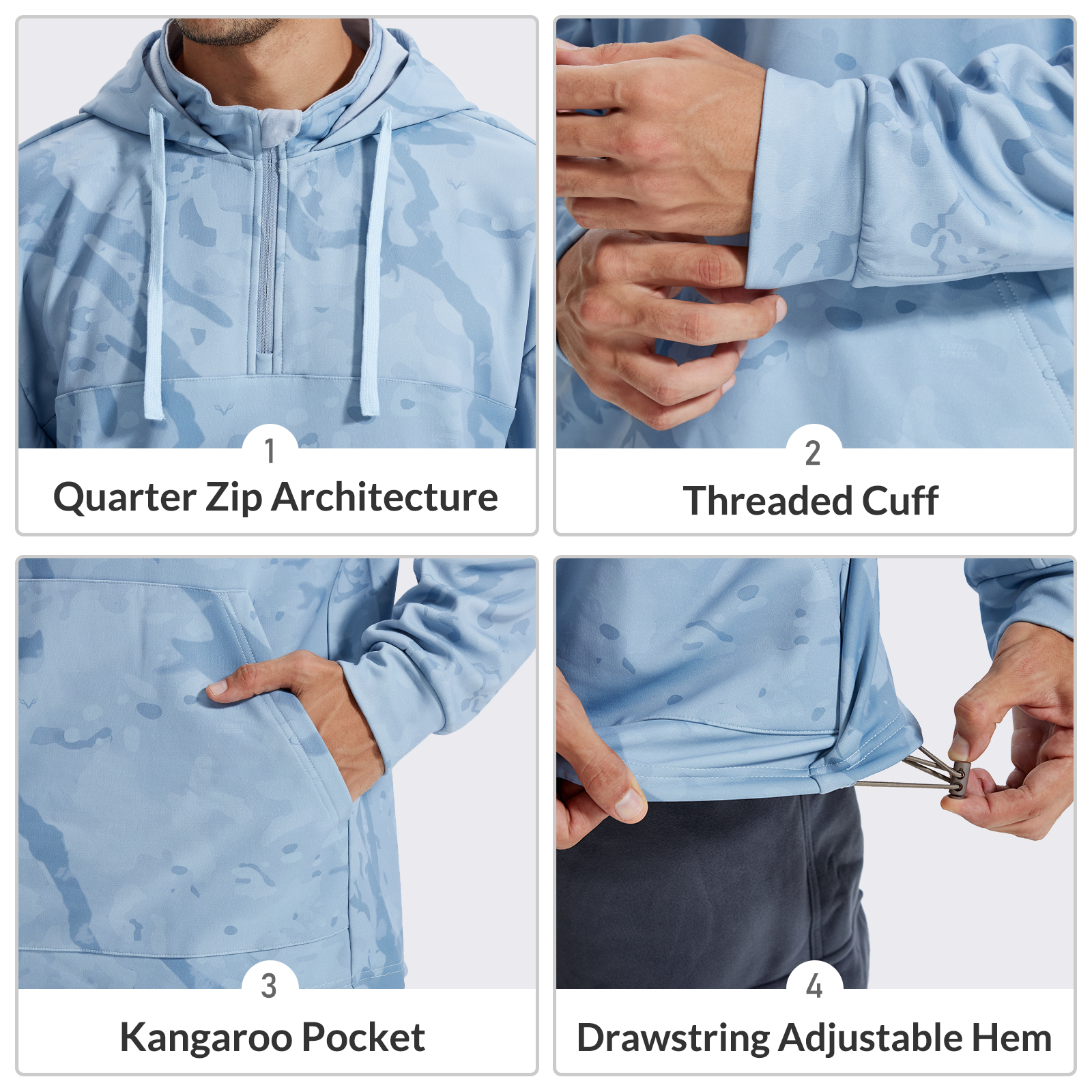 LOOGU Camo Hoodies Fleece Lining Performance Insulation Pullover D50-1