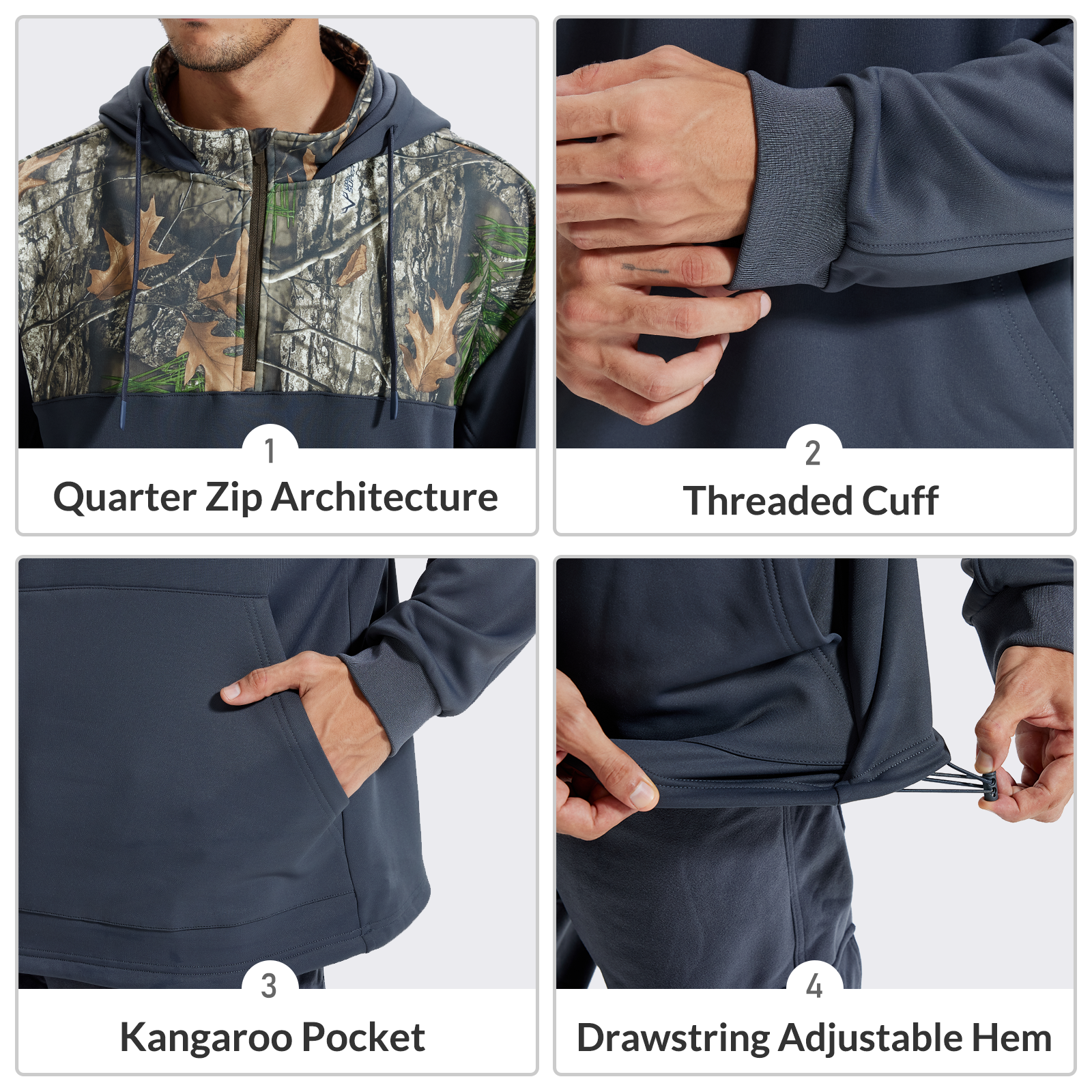 LOOGU Camo Hoodies Fleece Lining Performance Insulation Pullover D50-1