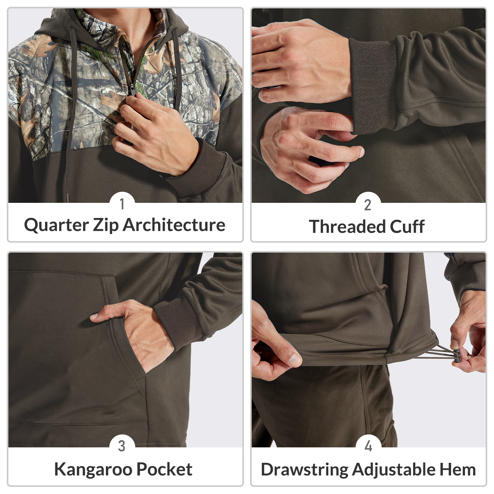 LOOGU Camo Hoodies Fleece Lining Performance Insulation Pullover D50-1