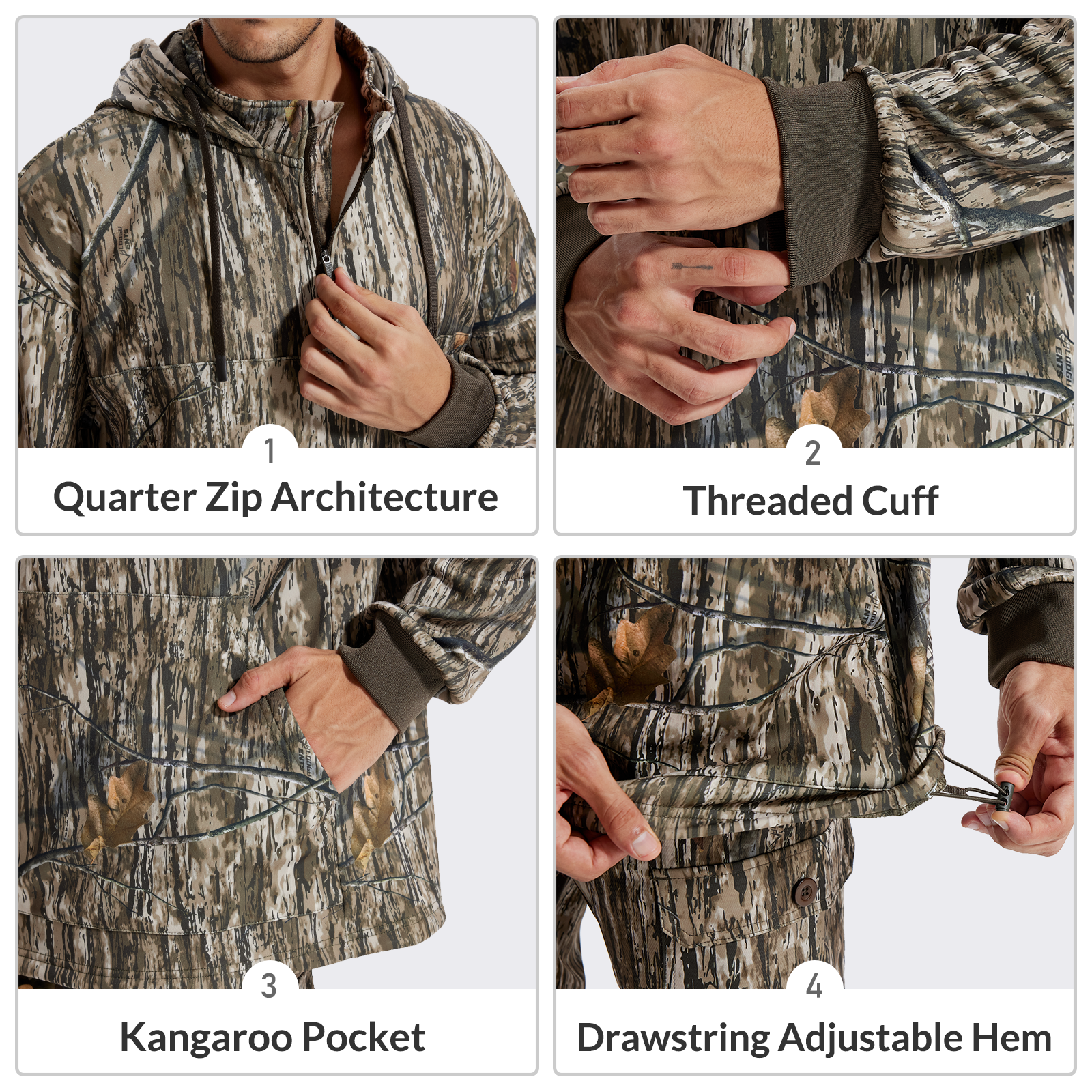 LOOGU Hunting Hoodies Fleece Lining Performance Insulation Pullover D50-1