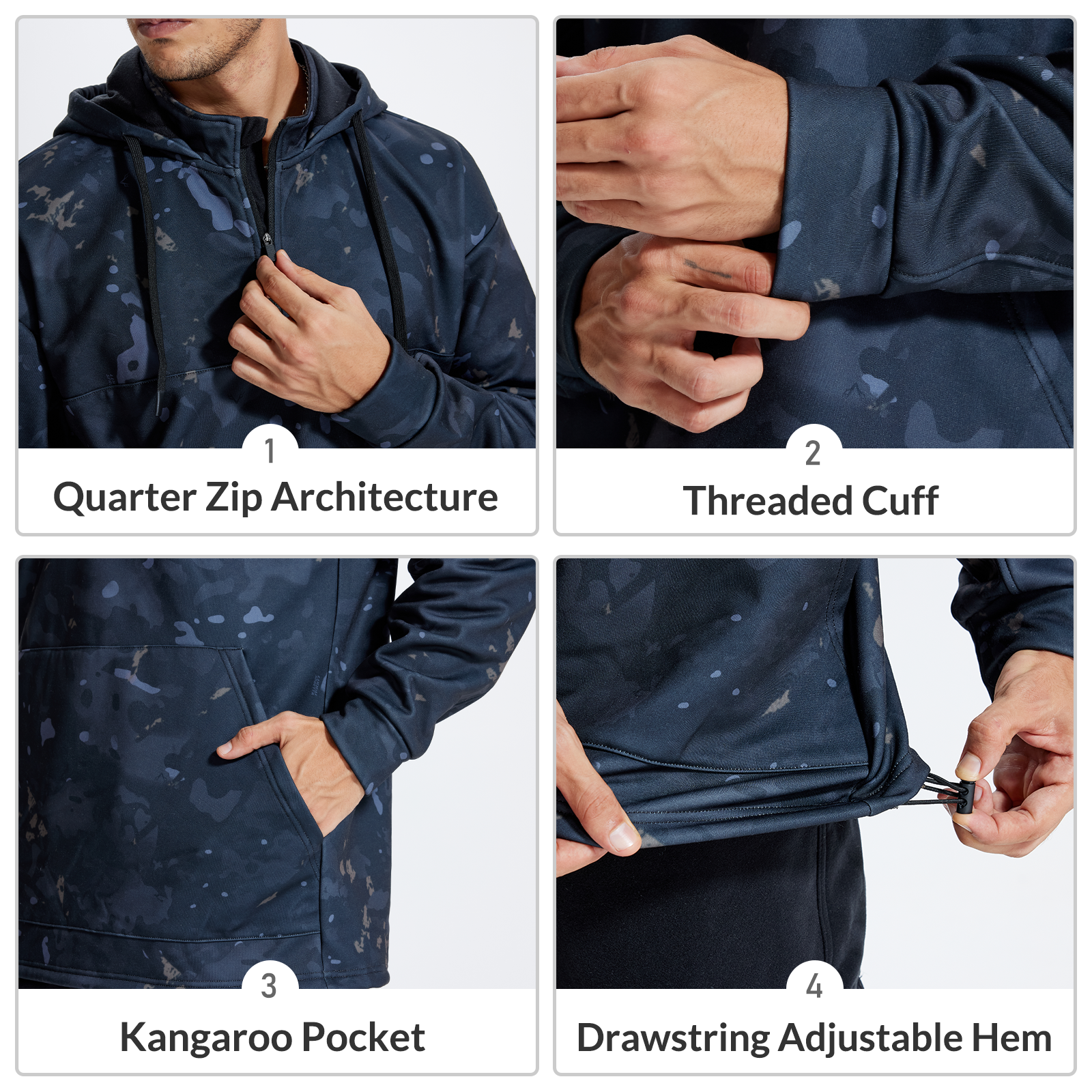 LOOGU Camo Hoodies Fleece Lining Performance Insulation Pullover D50-1