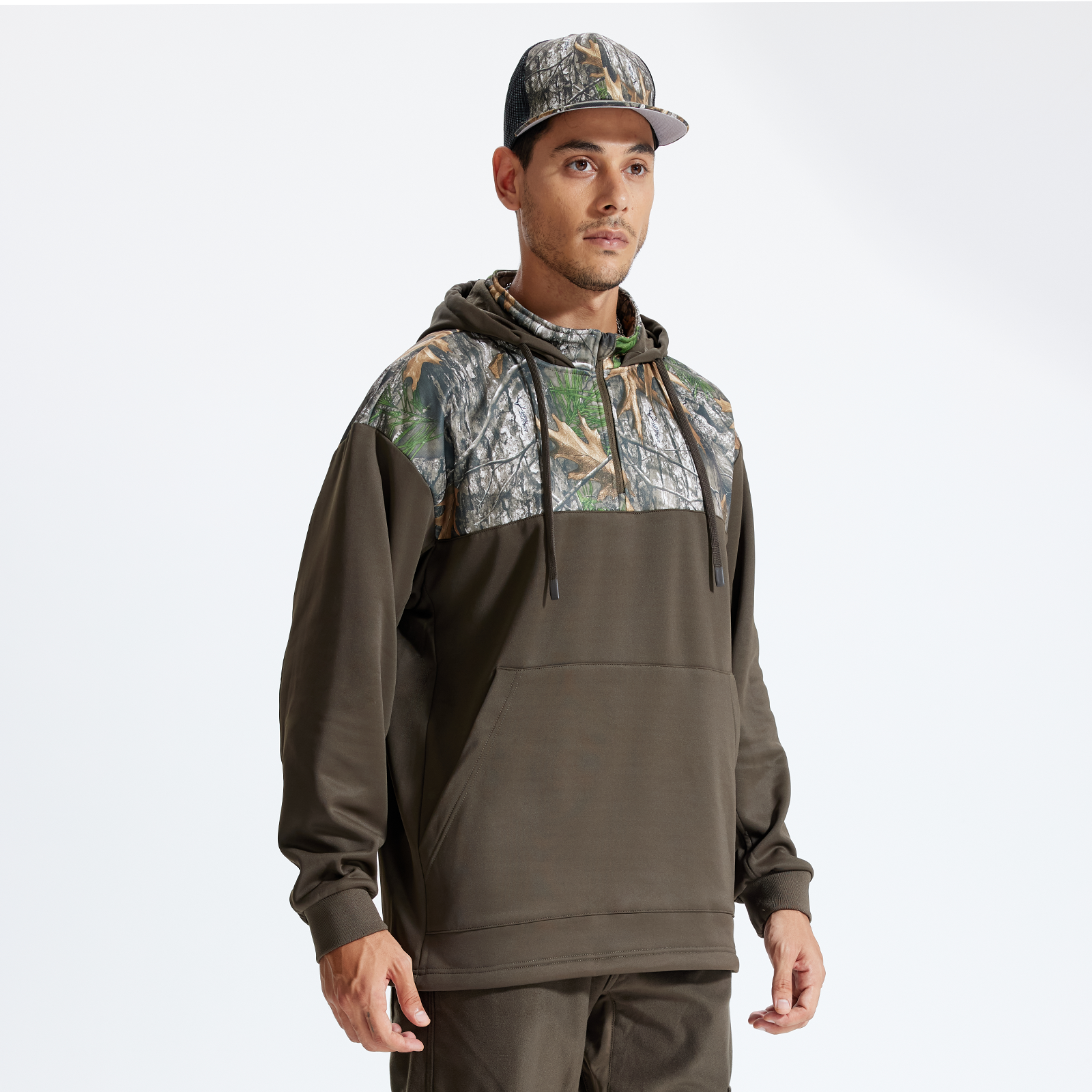 LOOGU Camo Hoodies Fleece Lining Performance Insulation Pullover D50-1