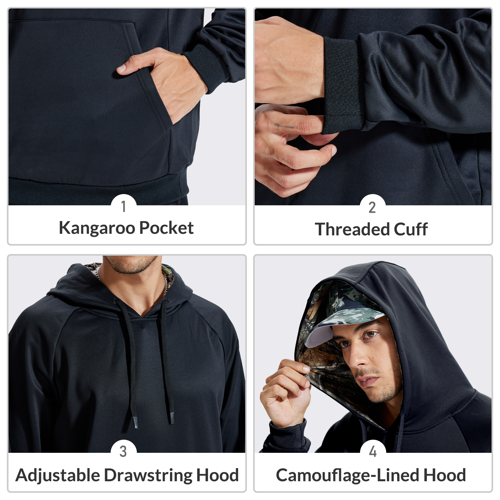 LOOGU Camo Hoodies Fleece Lining Casual Pullover D62