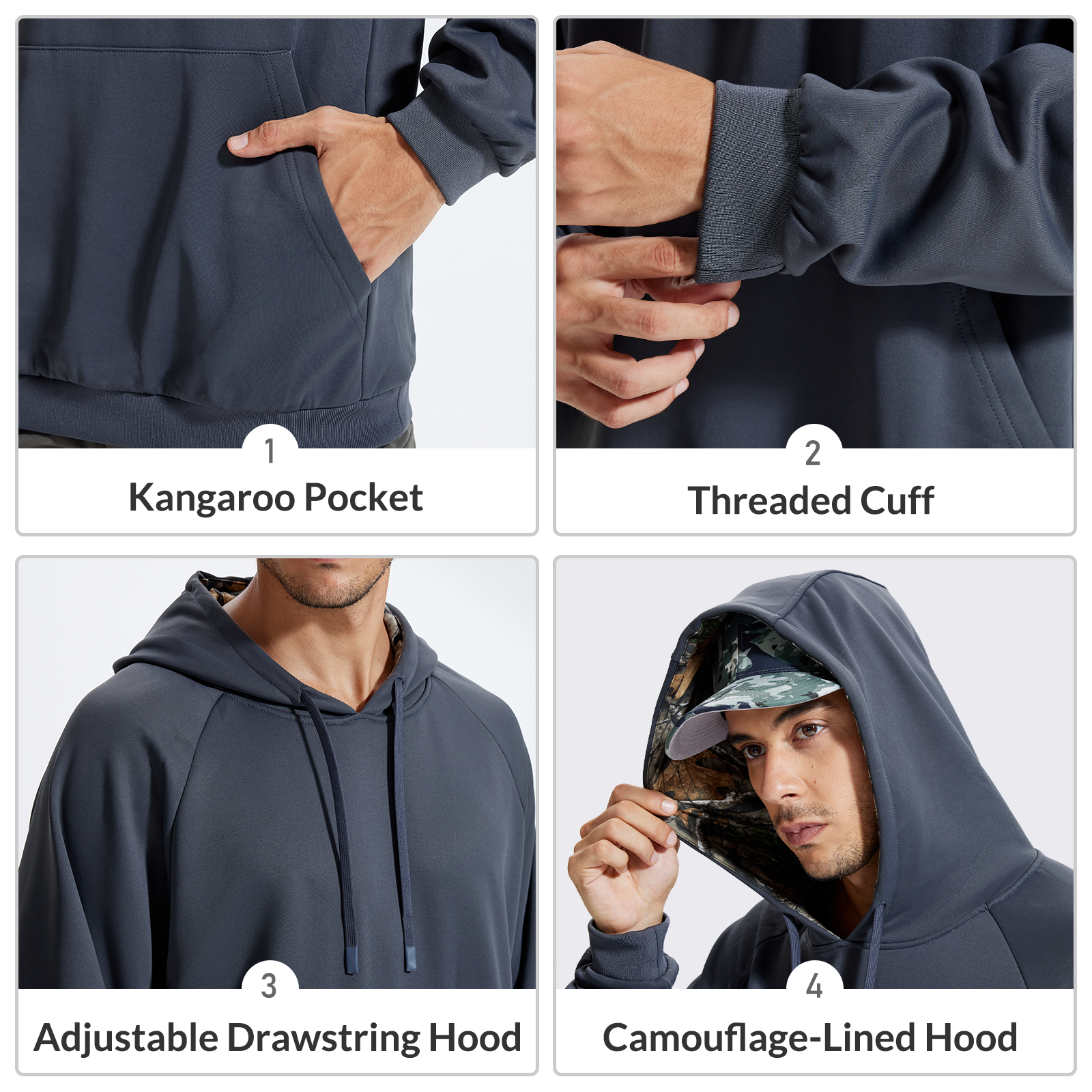 LOOGU Camo Hoodies Fleece Lining Casual Pullover D62