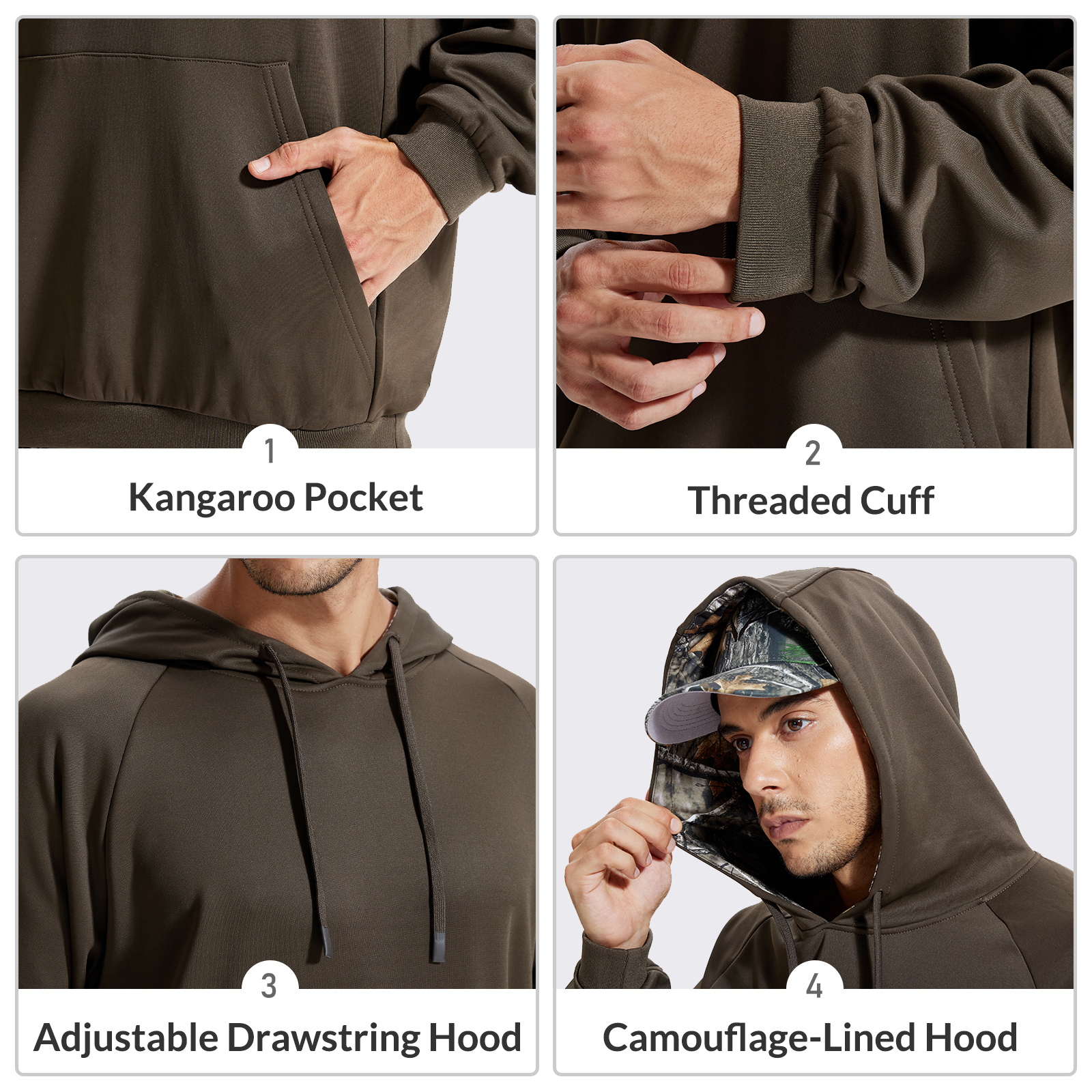 LOOGU Camo Hoodies Fleece Lining Casual Pullover D62