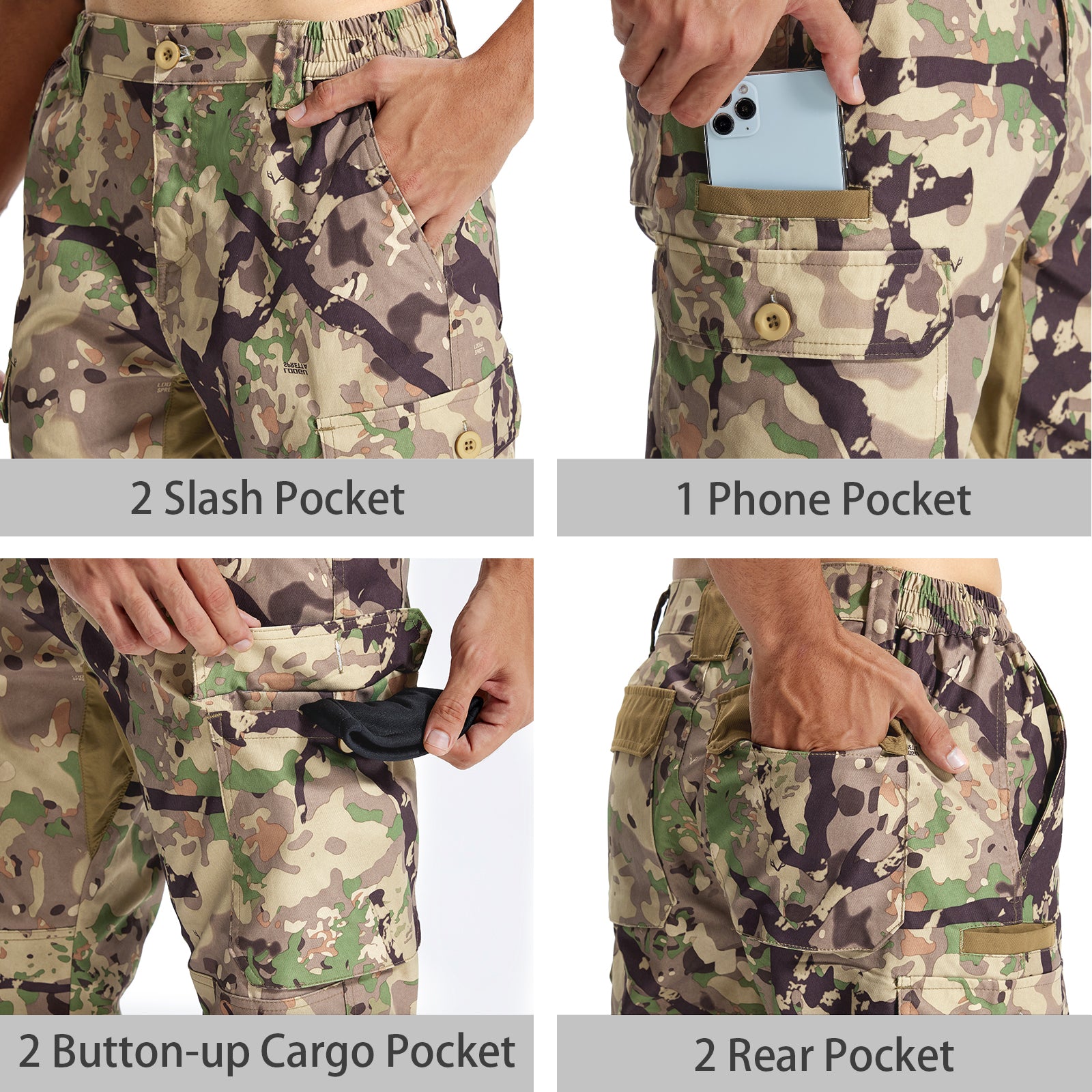 LOOGU Camo Hunting Pants 7 Pockets H30